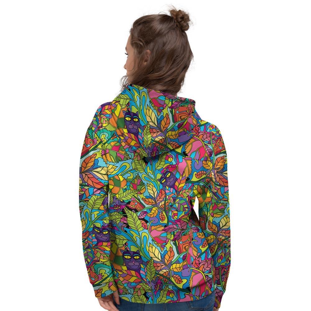 Psychedelic Jungle Forest Floral Women's Hoodie-grizzshop