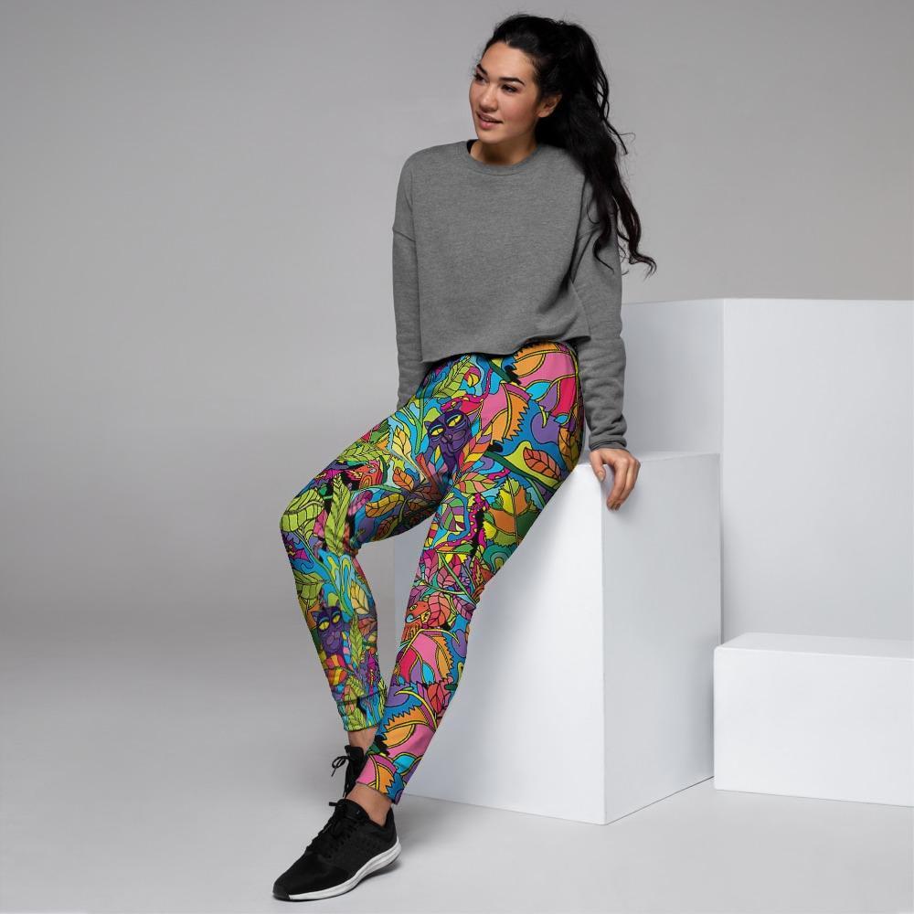 Psychedelic Jungle Forest Floral Women's Joggers-grizzshop