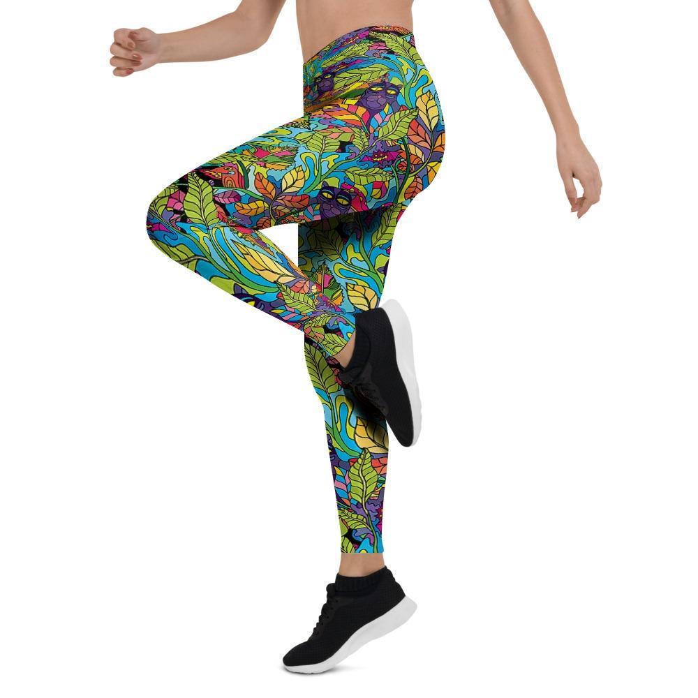 Psychedelic Jungle Forest Floral Women's Leggings-grizzshop