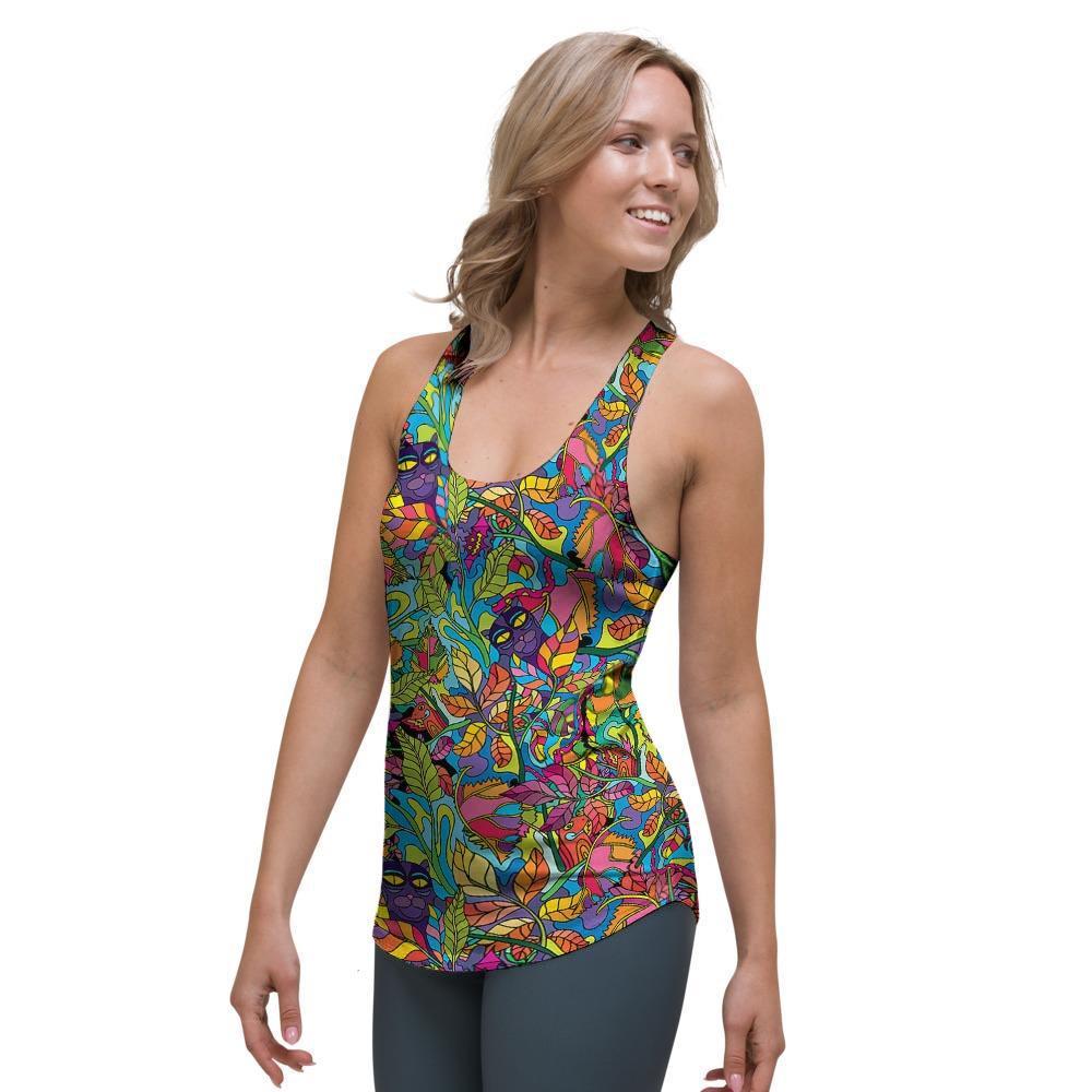 Psychedelic Jungle Forest Floral Women's Racerback Tank Top-grizzshop