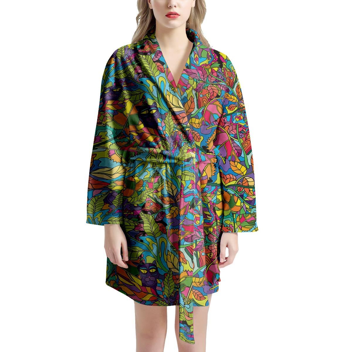 Psychedelic Jungle Forest Floral Women's Robe-grizzshop