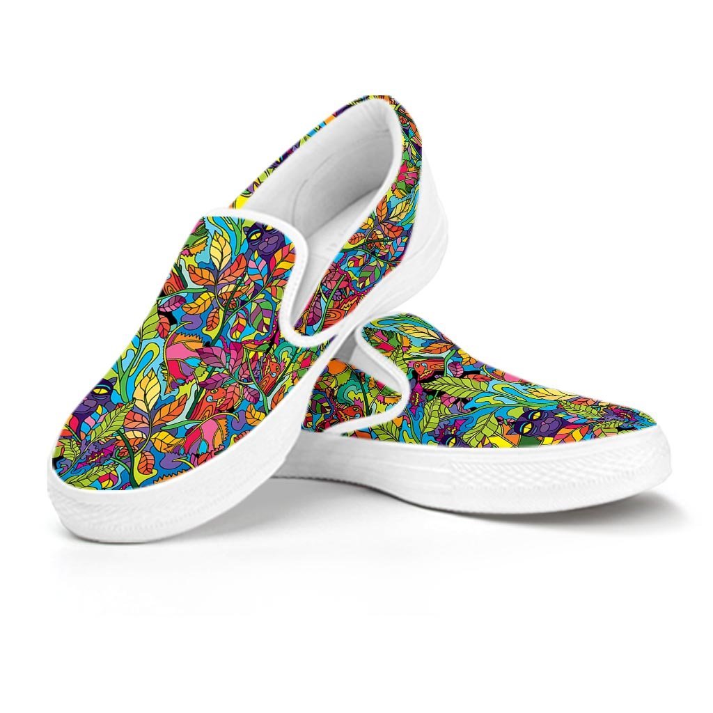 Psychedelic Jungle Forest Floral Women's Slip On Sneakers-grizzshop