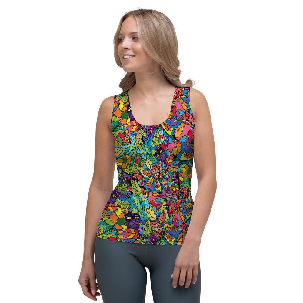 Psychedelic Jungle Forest Floral Women's Tank Top-grizzshop