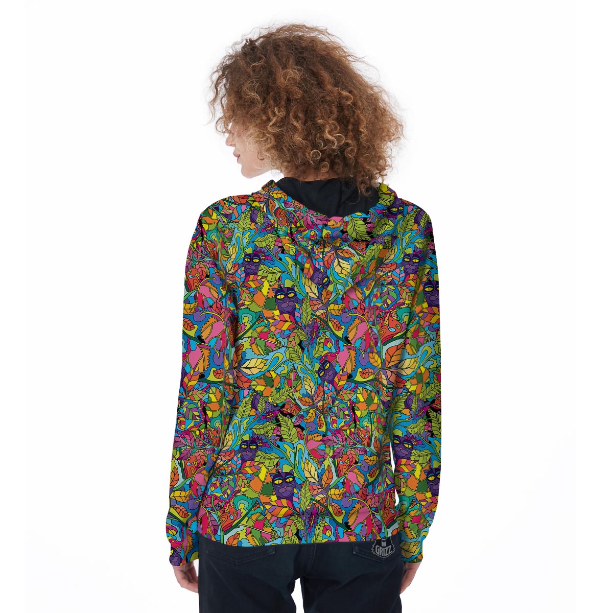 Psychedelic Jungle Forest Floral Women's Zip Up Hoodie-grizzshop