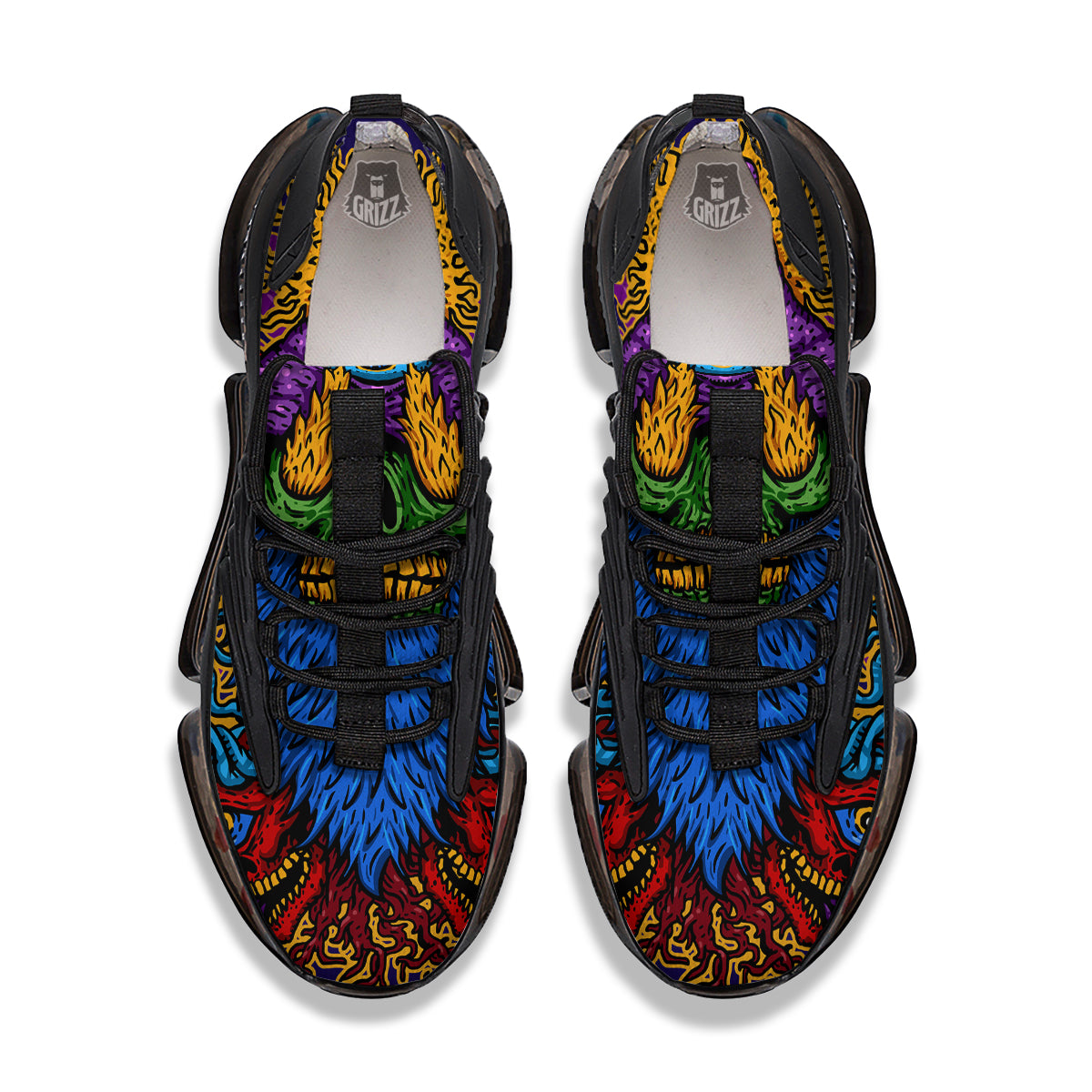 Psychedelic Magic Mushroom Print Black Gym Shoes-grizzshop