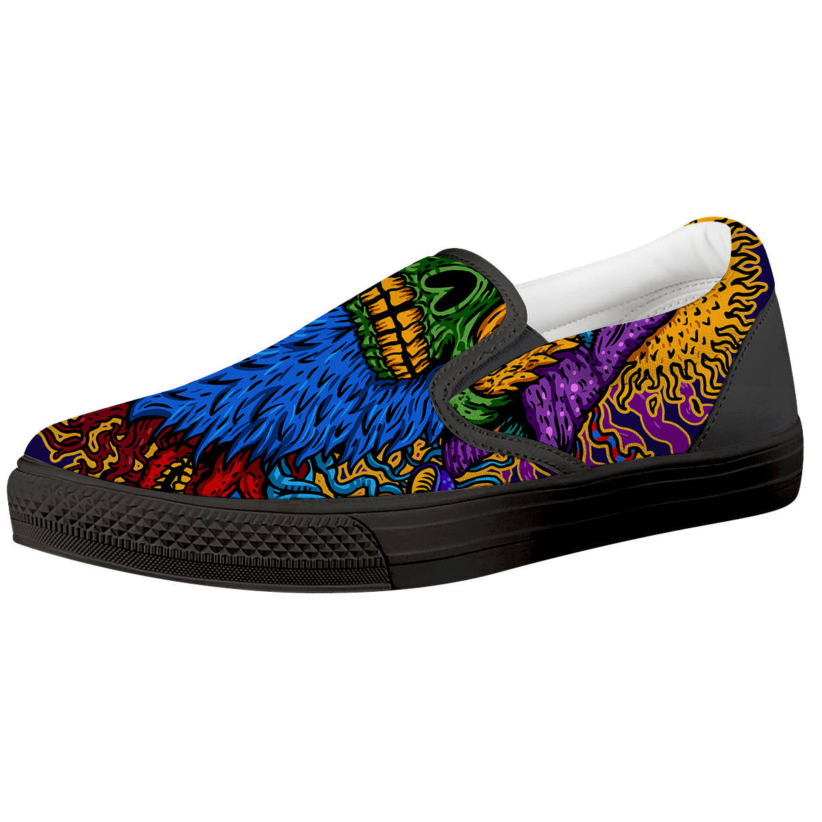 Psychedelic Magic Mushroom Print Black Slip On Shoes-grizzshop