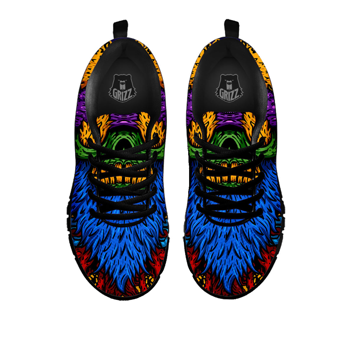 Psychedelic Magic Mushroom Print Black Sneaker-grizzshop