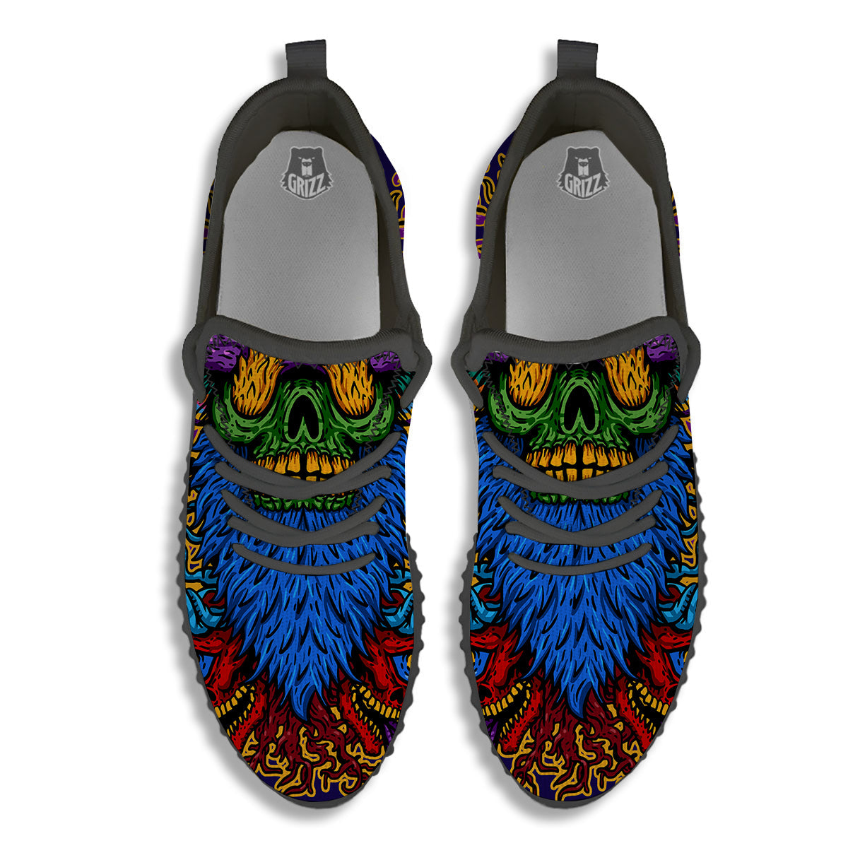 Psychedelic Magic Mushroom Print Black Walking Shoes-grizzshop