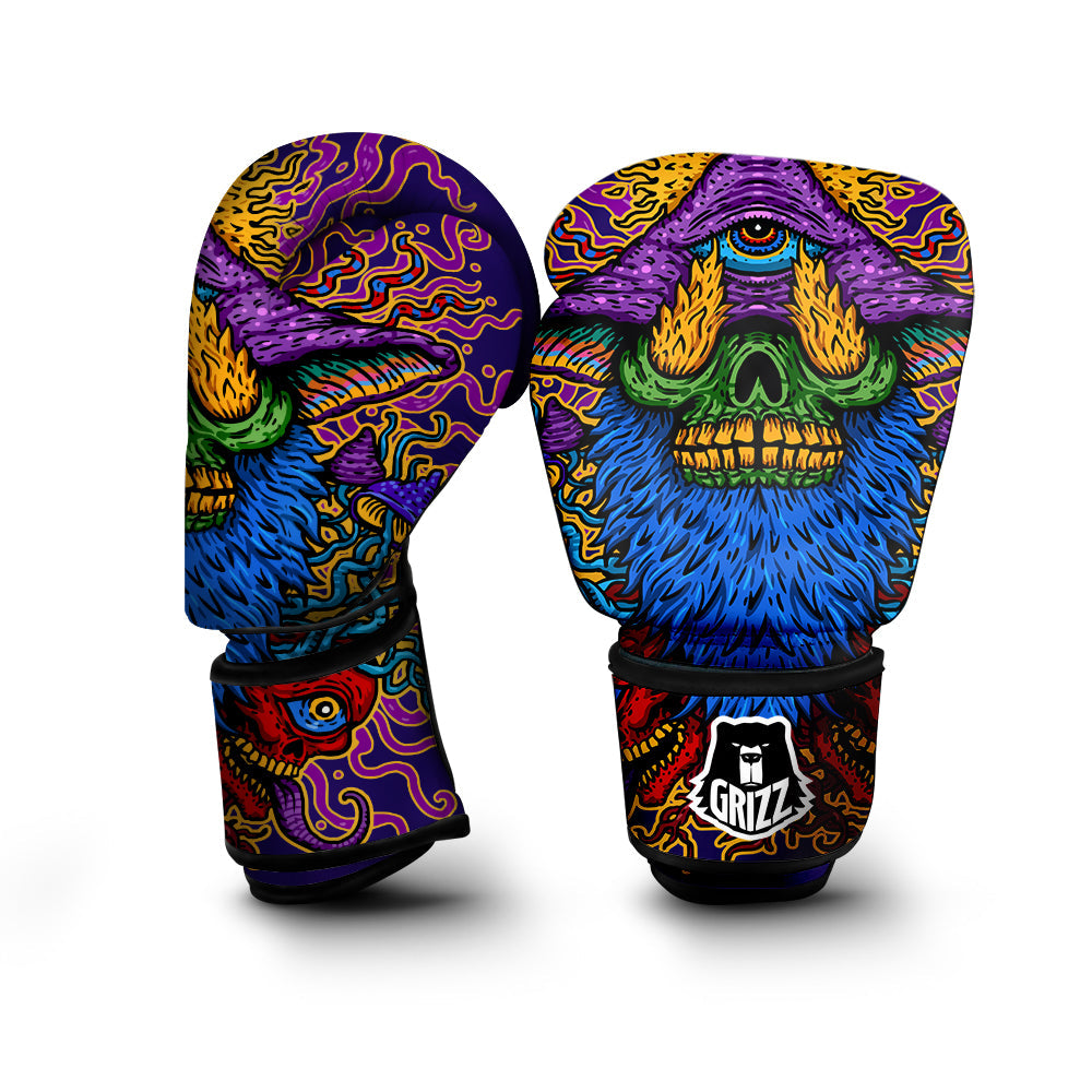 Psychedelic Magic Mushroom Print Boxing Gloves-grizzshop