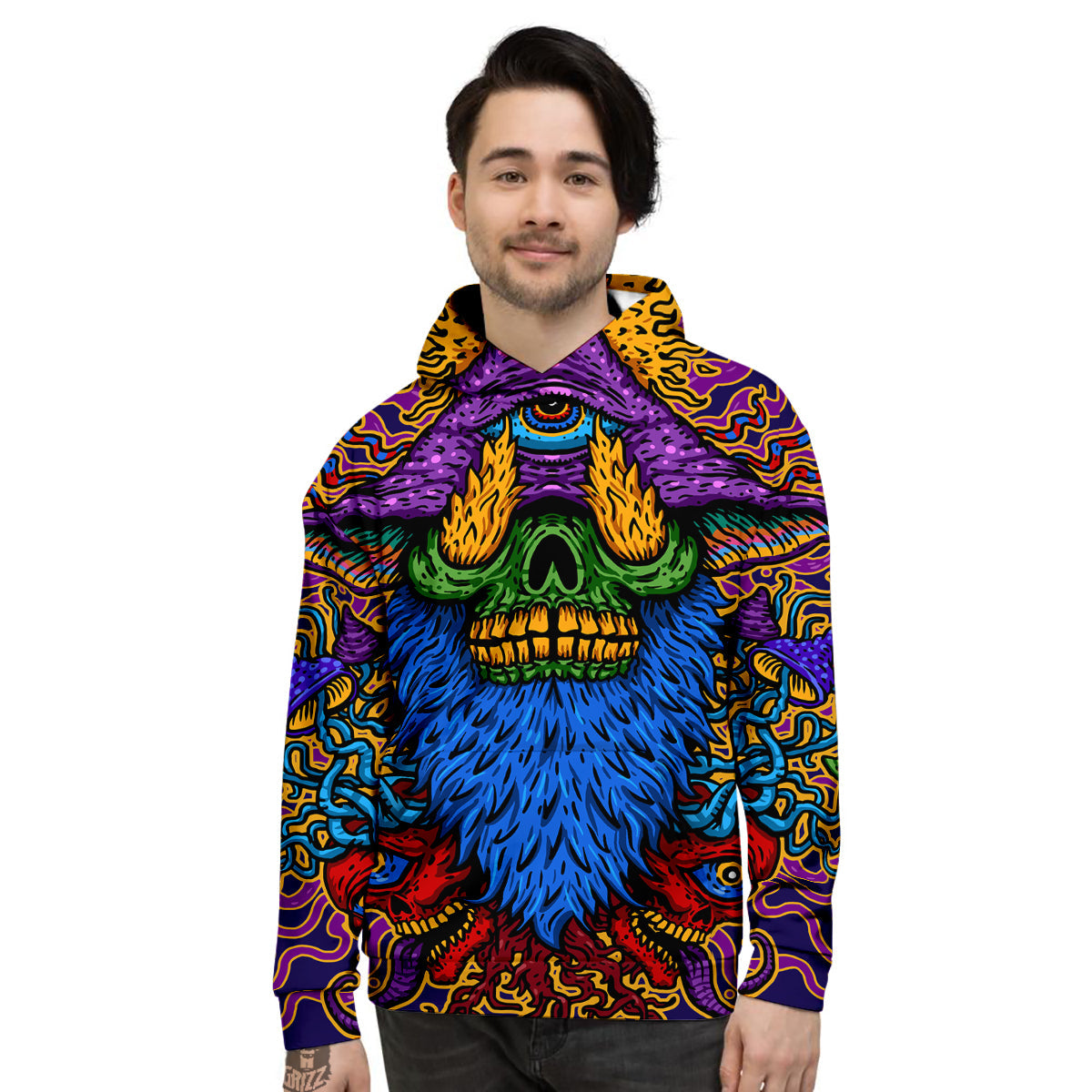 Psychedelic Magic Mushroom Print Men's Hoodie-grizzshop