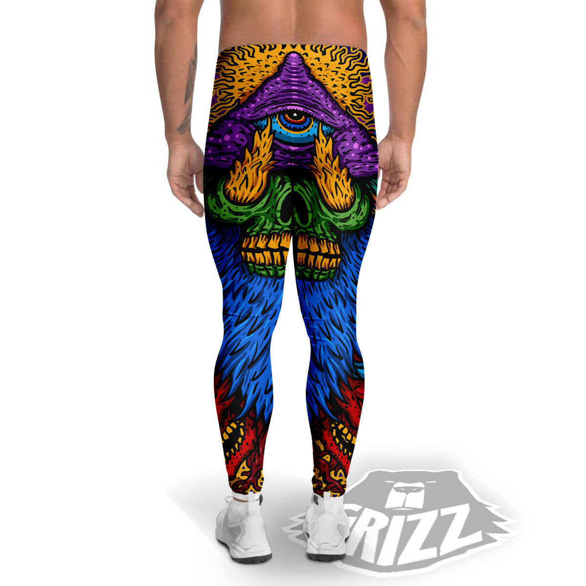 Psychedelic Magic Mushroom Print Men's Leggings-grizzshop