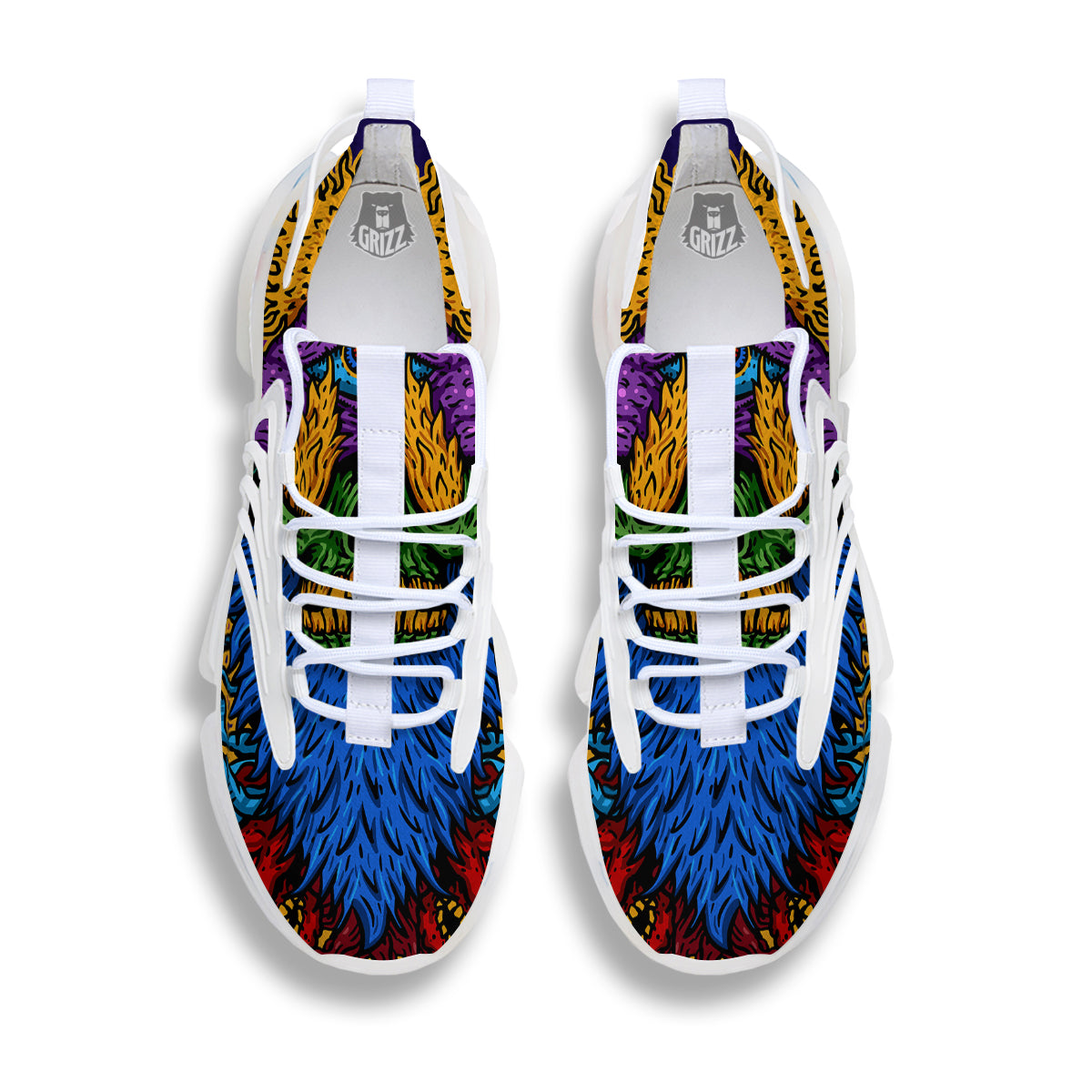Psychedelic Magic Mushroom Print White Gym Shoes-grizzshop