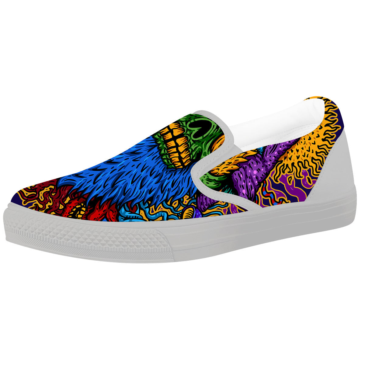 Psychedelic Magic Mushroom Print White Slip On Shoes-grizzshop