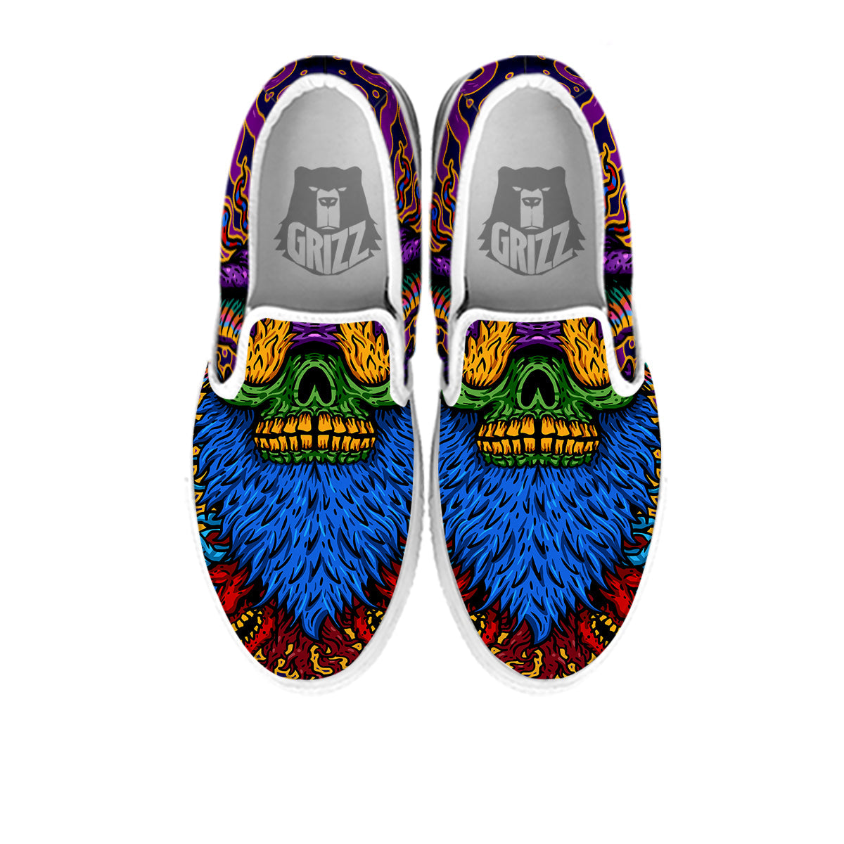 Psychedelic Magic Mushroom Print White Slip On Shoes-grizzshop