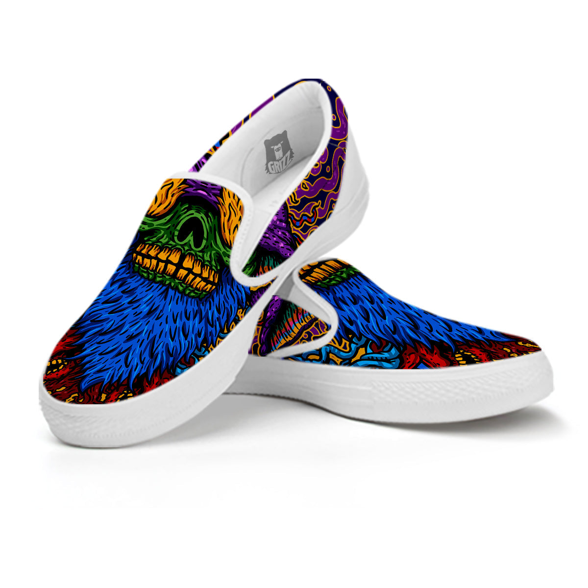 Psychedelic Magic Mushroom Print White Slip On Shoes-grizzshop