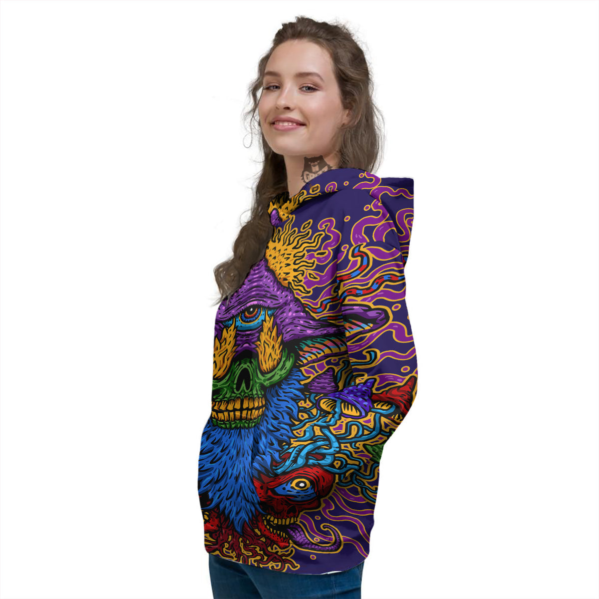 Psychedelic Magic Mushroom Print Women's Hoodie-grizzshop
