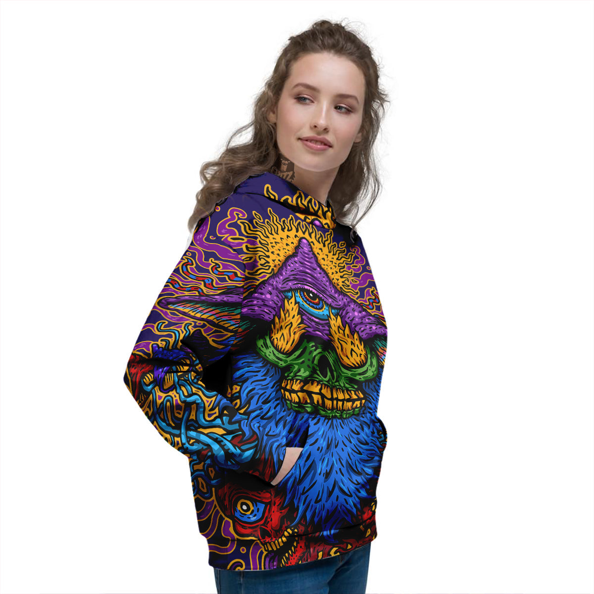 Psychedelic Magic Mushroom Print Women's Hoodie-grizzshop