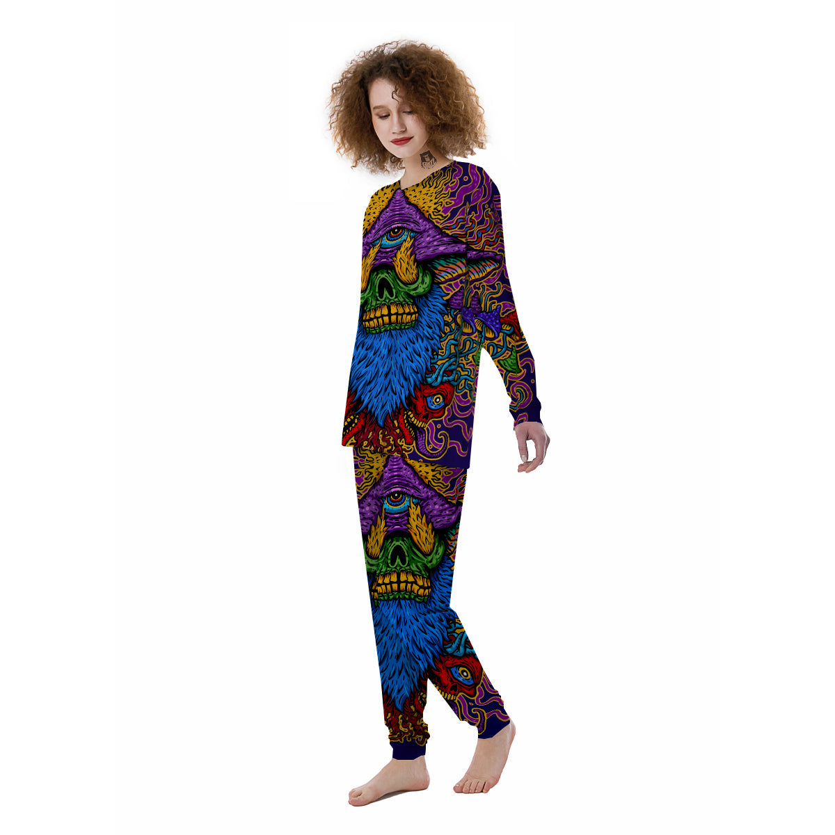 Psychedelic Magic Mushroom Print Women's Pajamas-grizzshop