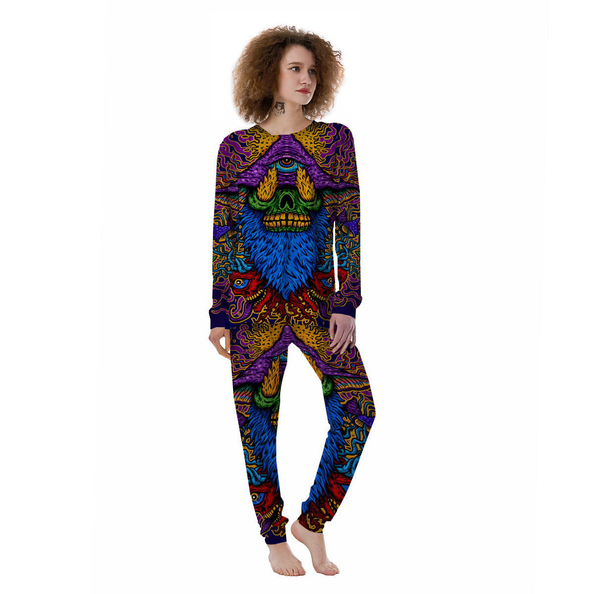 Psychedelic Magic Mushroom Print Women's Pajamas-grizzshop
