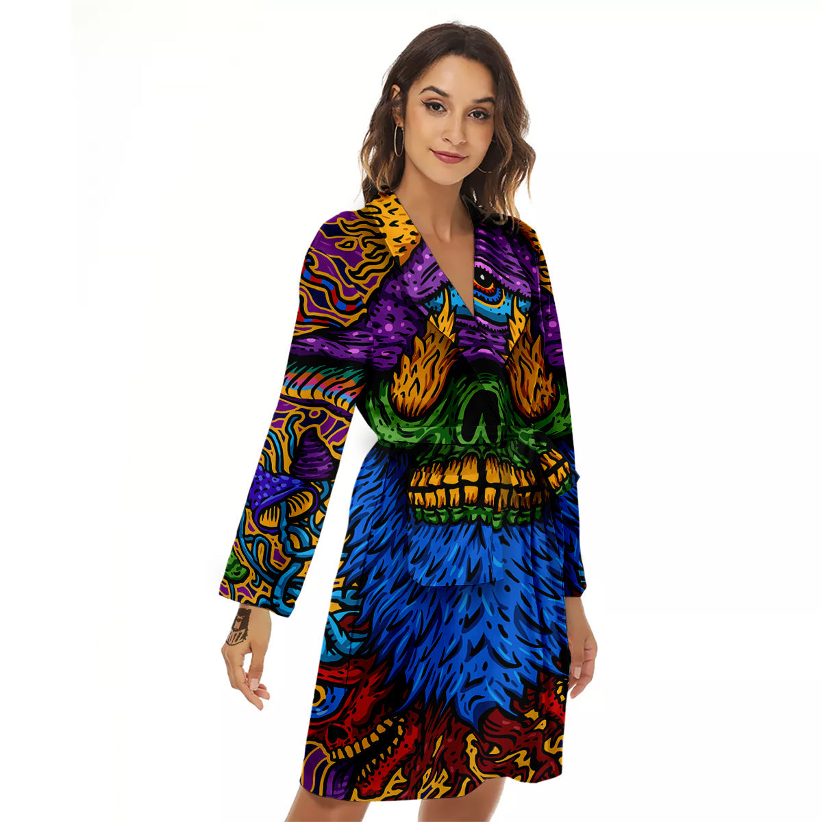 Psychedelic Magic Mushroom Print Women's Robe-grizzshop