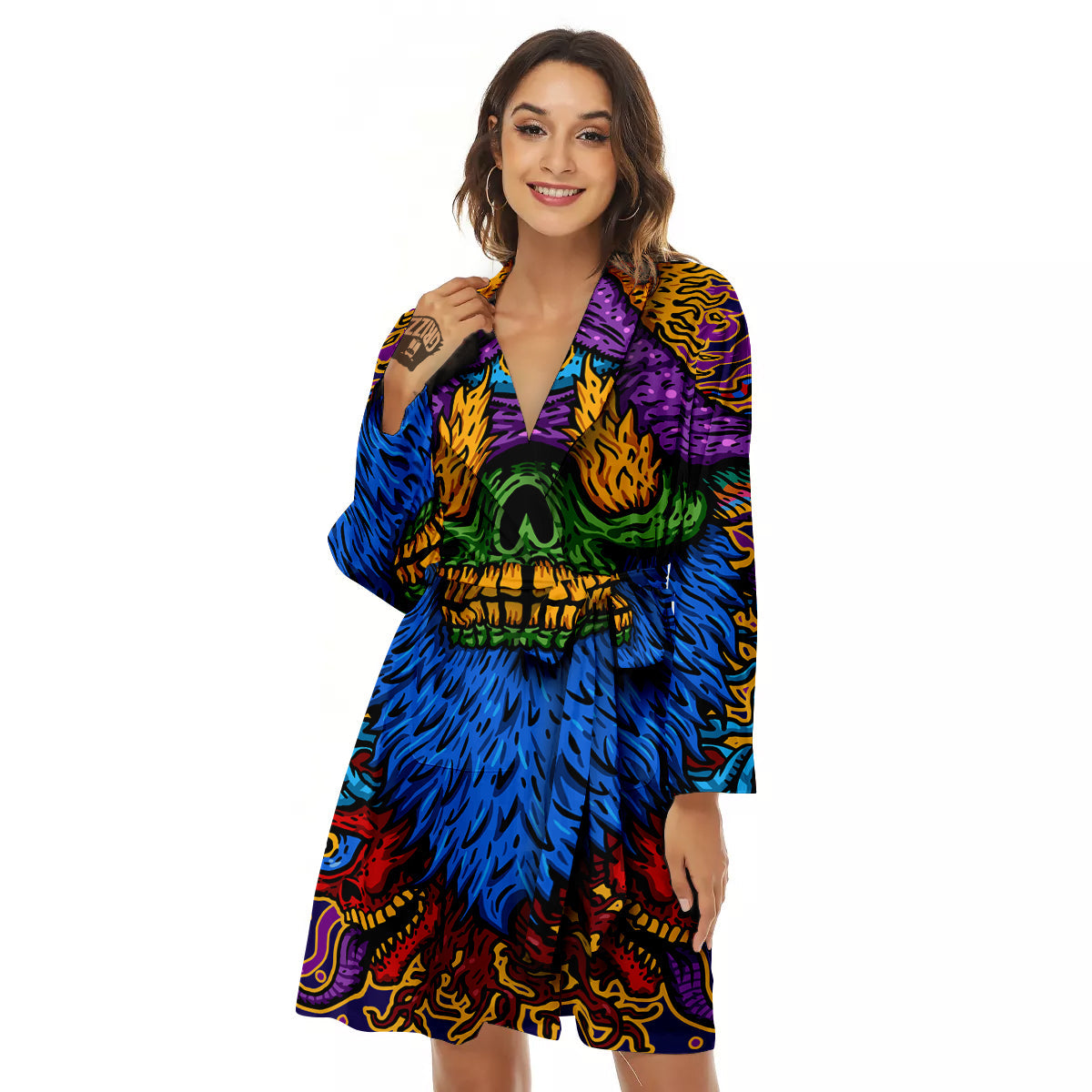 Psychedelic Magic Mushroom Print Women's Robe-grizzshop