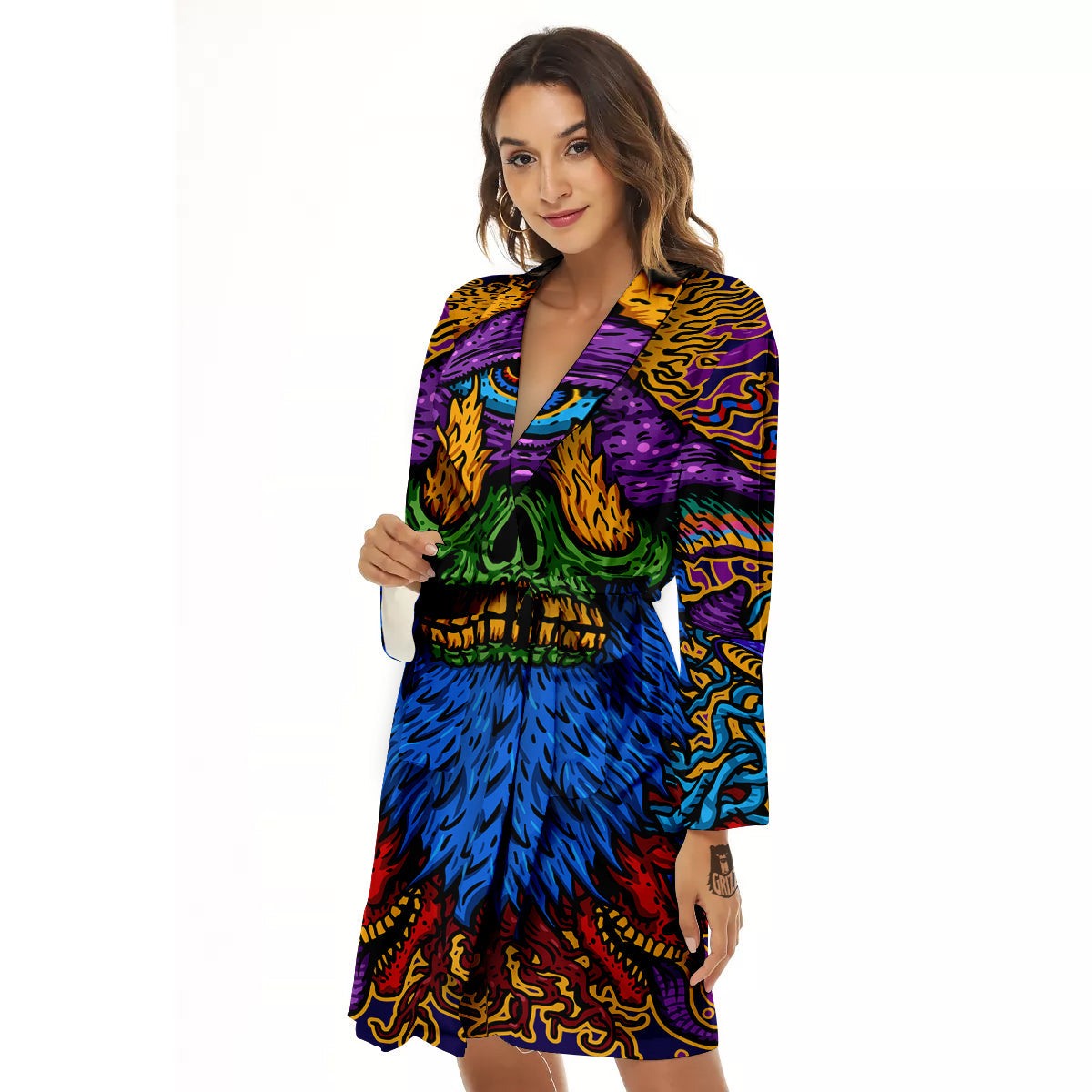 Psychedelic Magic Mushroom Print Women's Robe-grizzshop