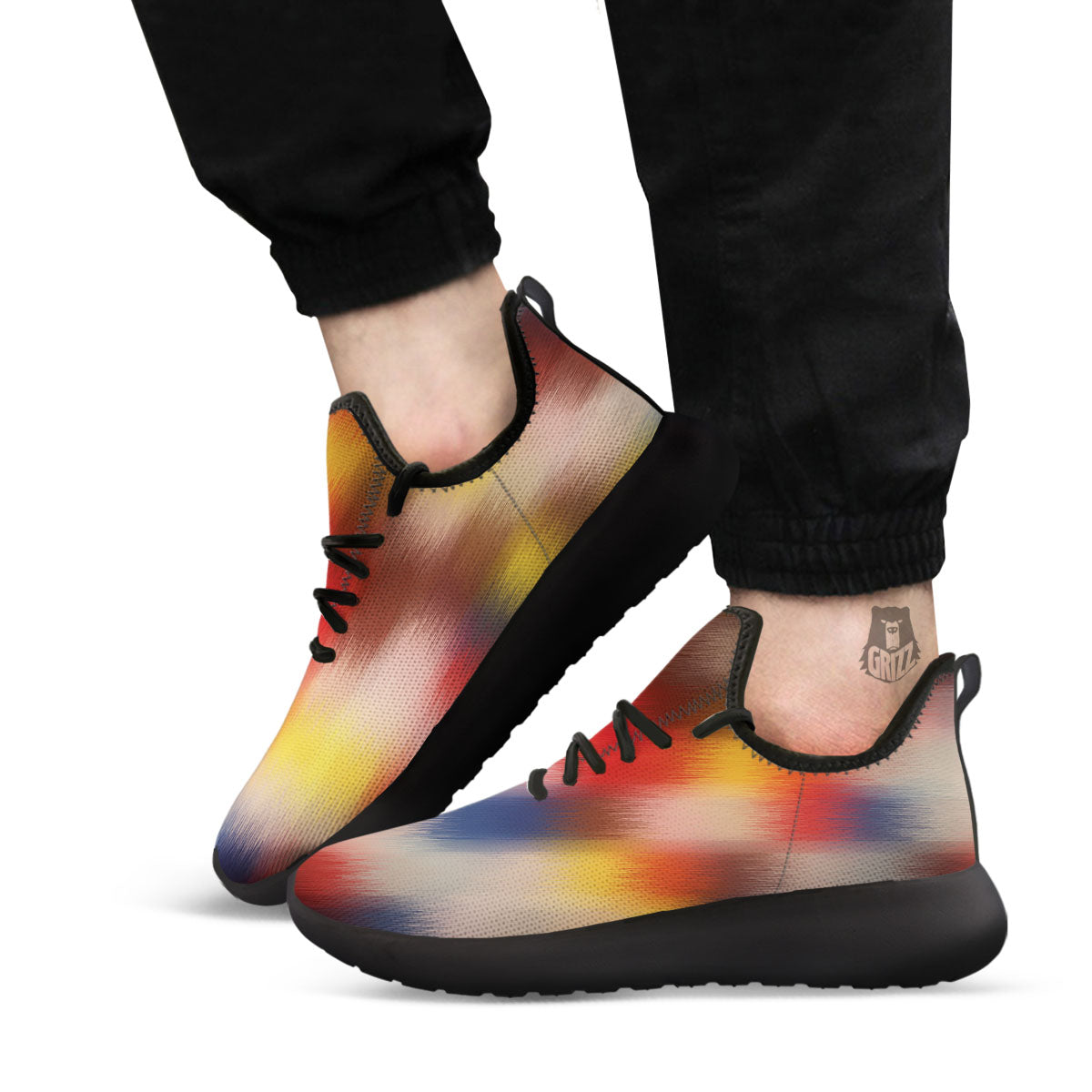 Psychedelic Multicolor Print Black Athletic Shoes-grizzshop