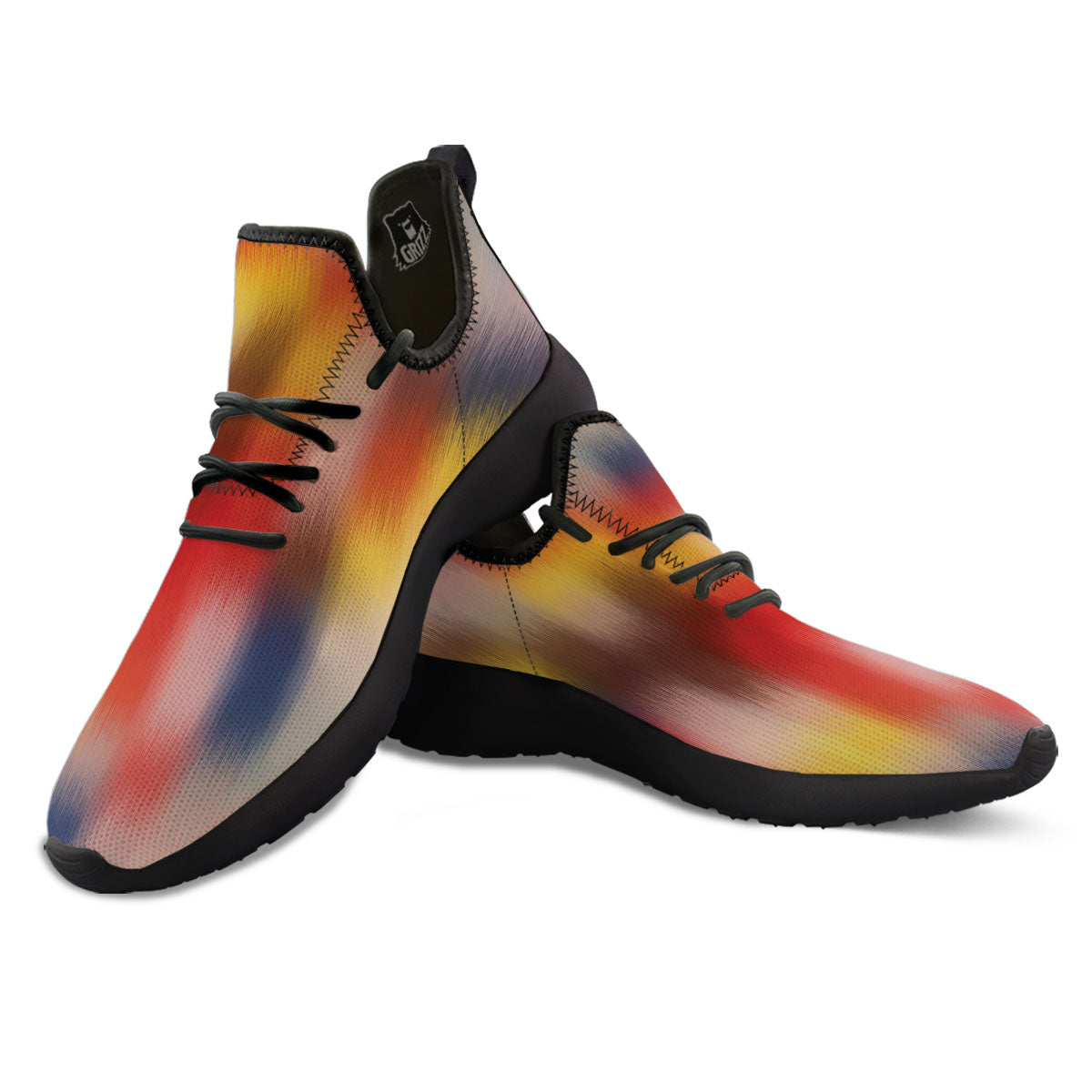 Psychedelic Multicolor Print Black Athletic Shoes-grizzshop