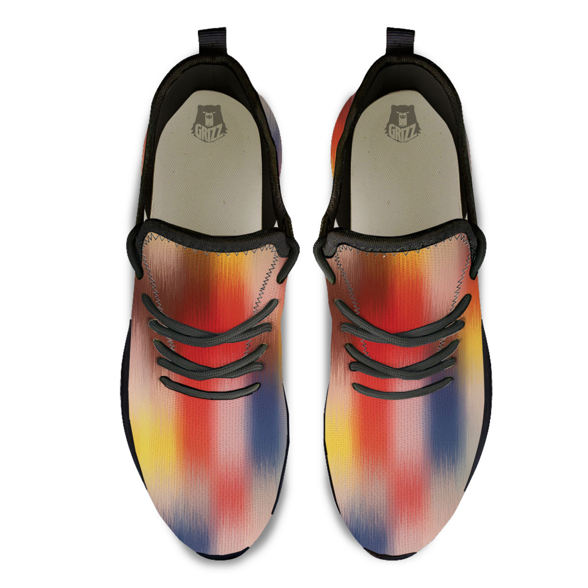Psychedelic Multicolor Print Black Athletic Shoes-grizzshop