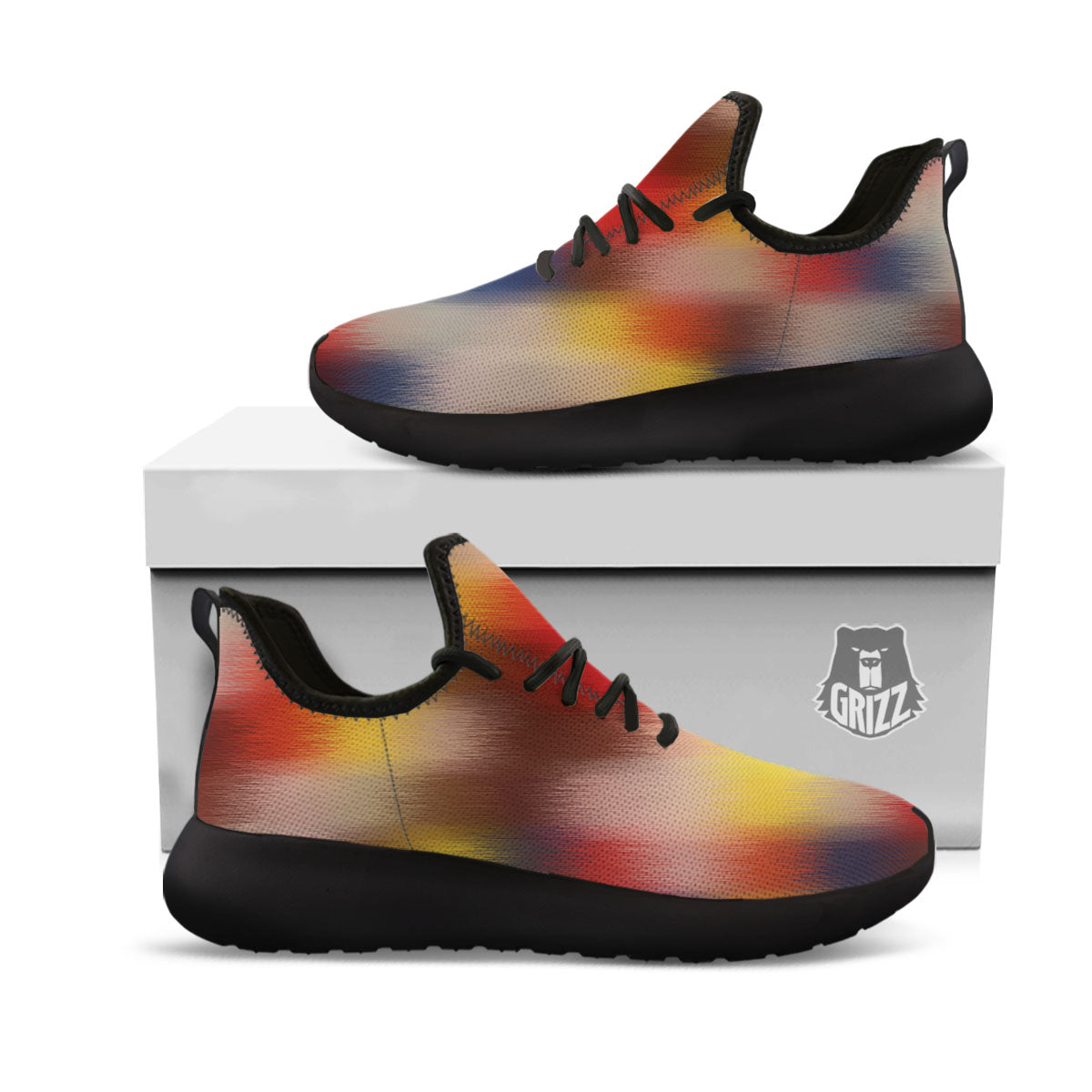 Psychedelic Multicolor Print Black Athletic Shoes-grizzshop