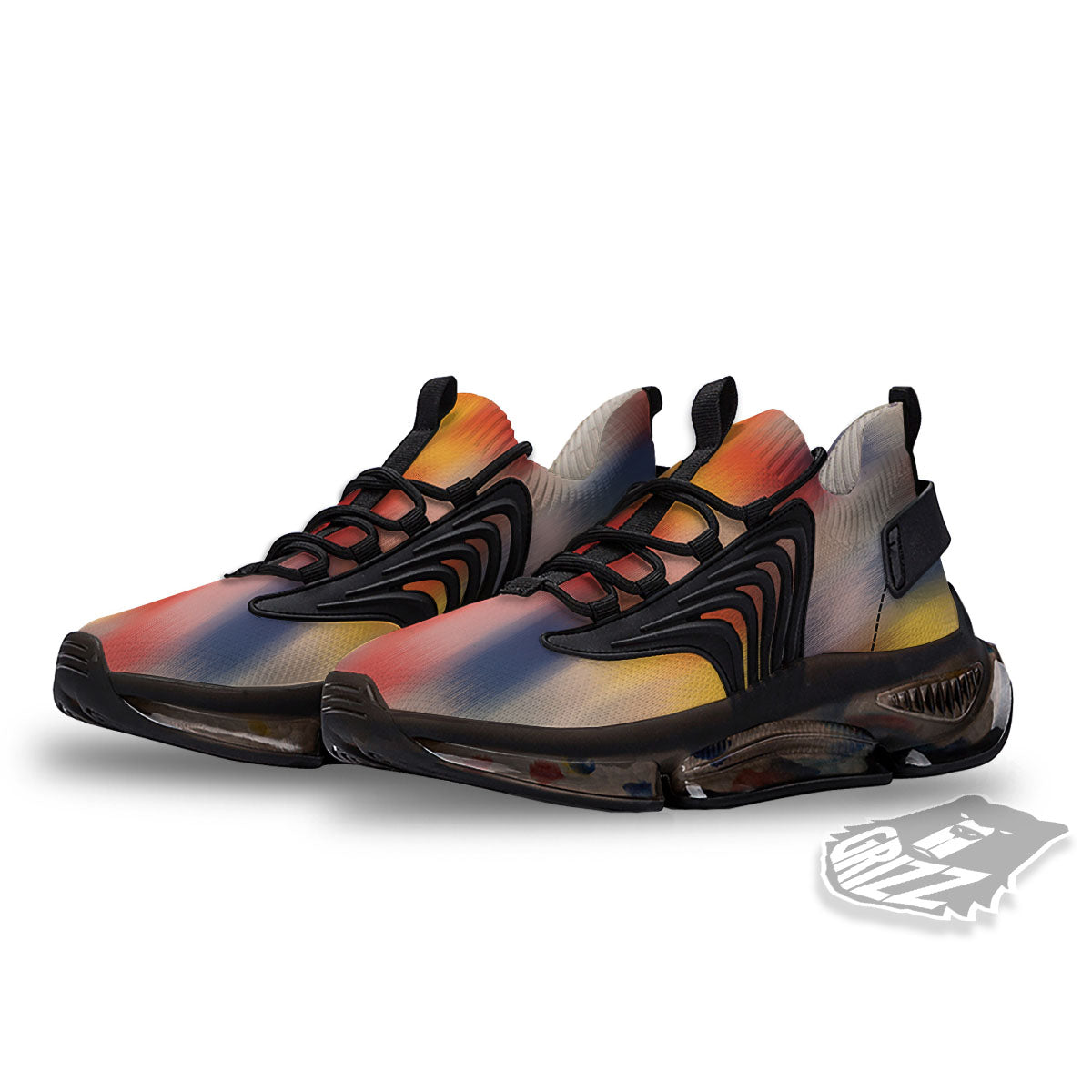 Psychedelic Multicolor Print Black Gym Shoes-grizzshop