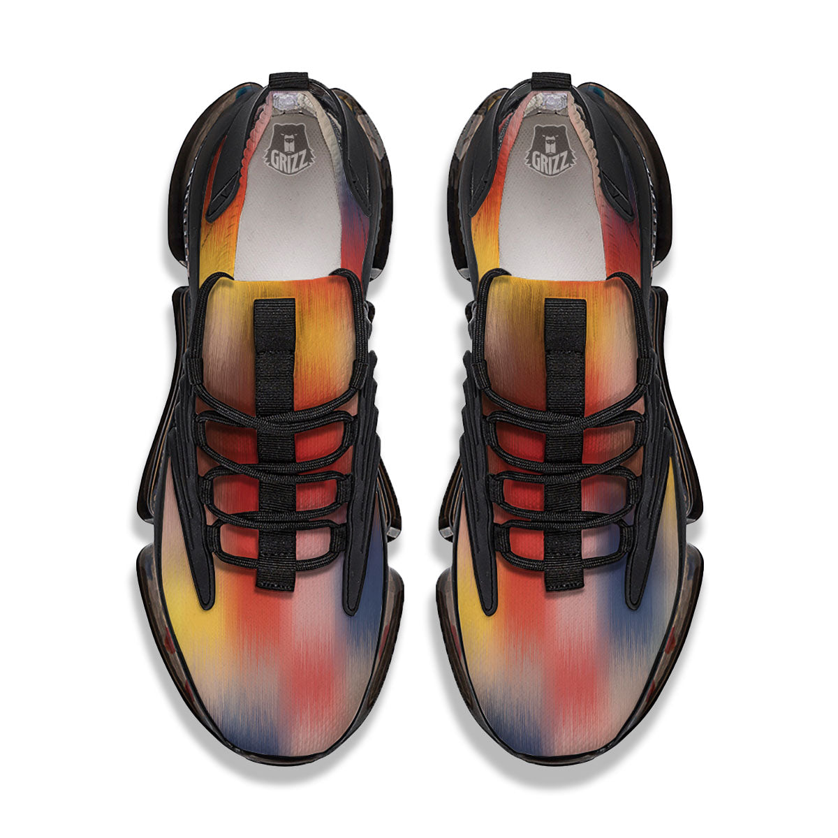 Psychedelic Multicolor Print Black Gym Shoes-grizzshop