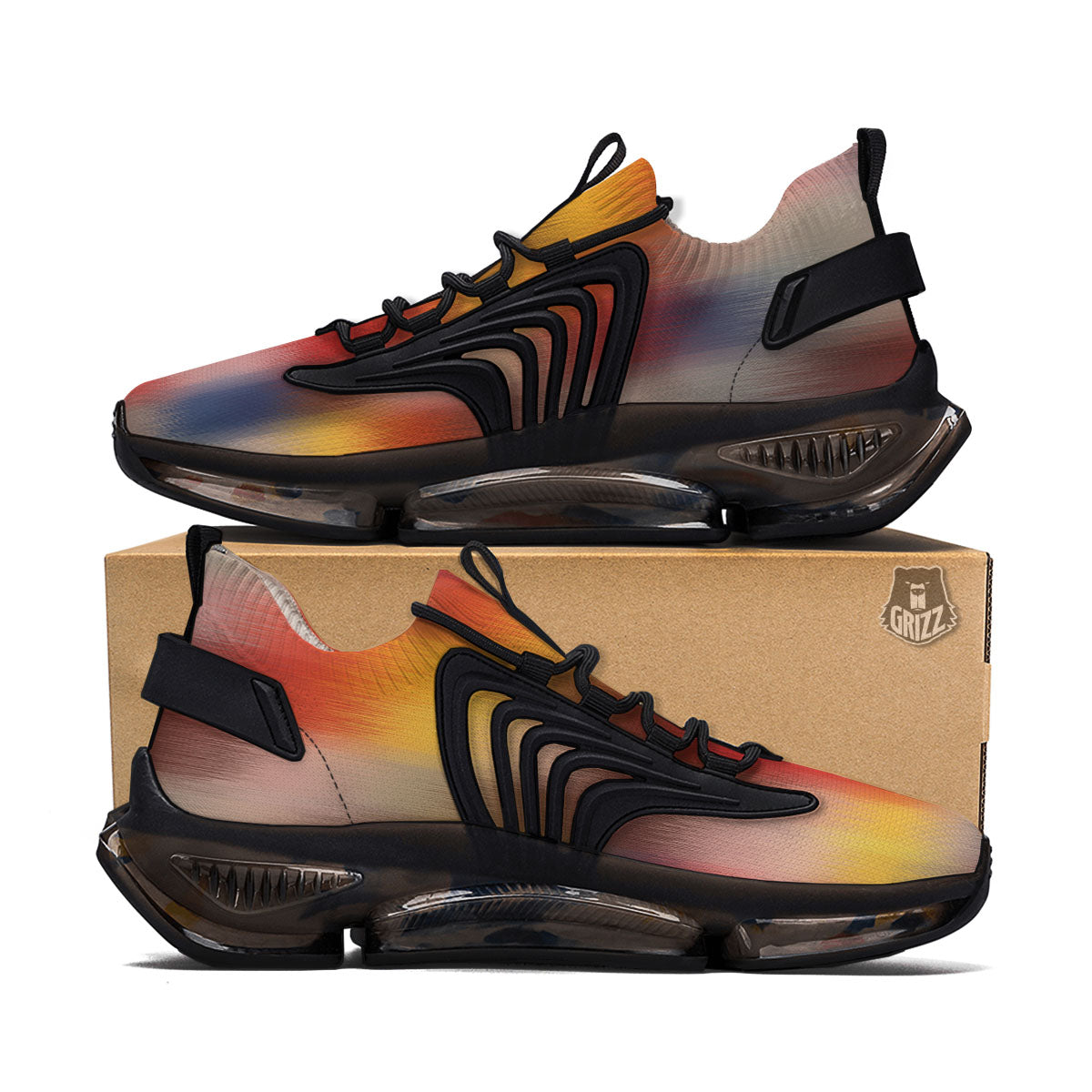 Psychedelic Multicolor Print Black Gym Shoes-grizzshop