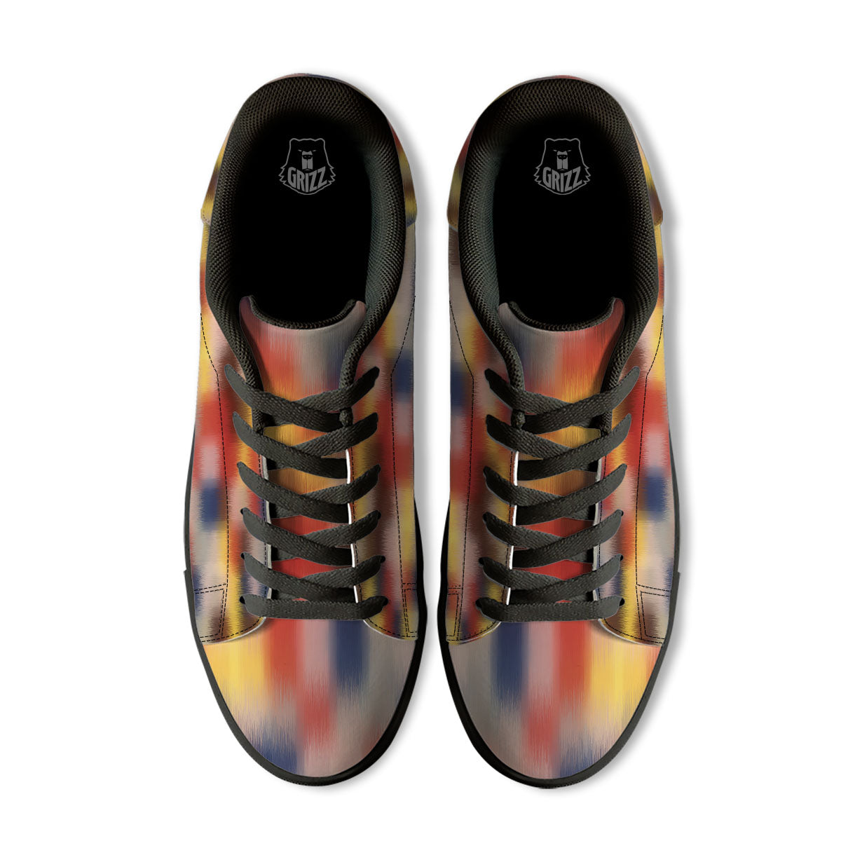 Psychedelic Multicolor Print Black Low Top Sneakers-grizzshop