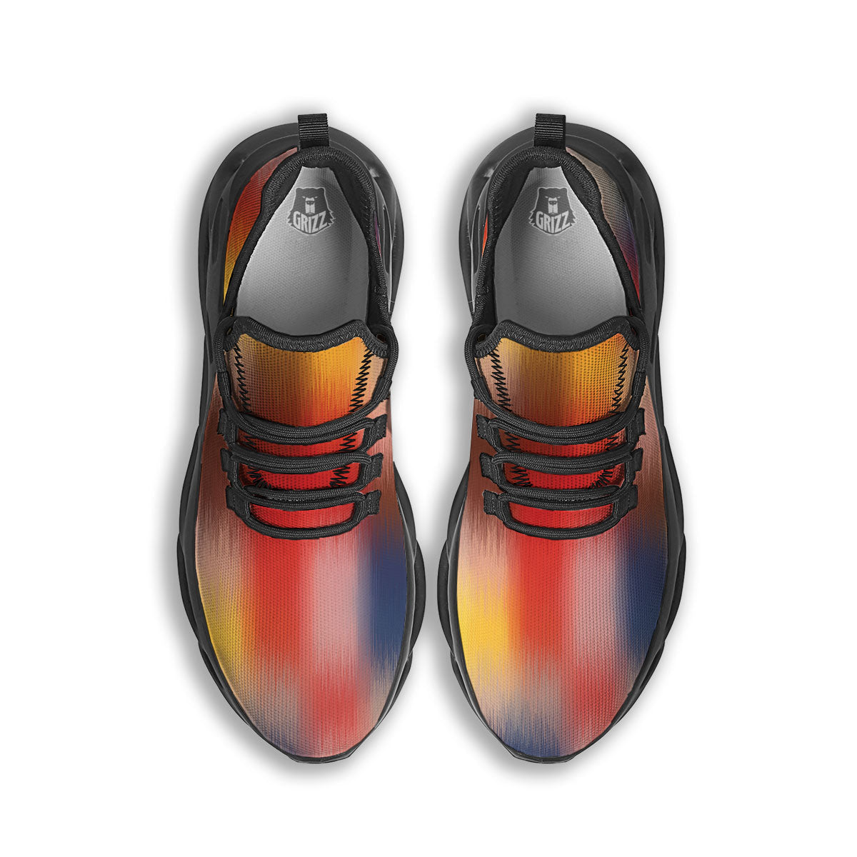 Psychedelic Multicolor Print Black Running Shoes-grizzshop