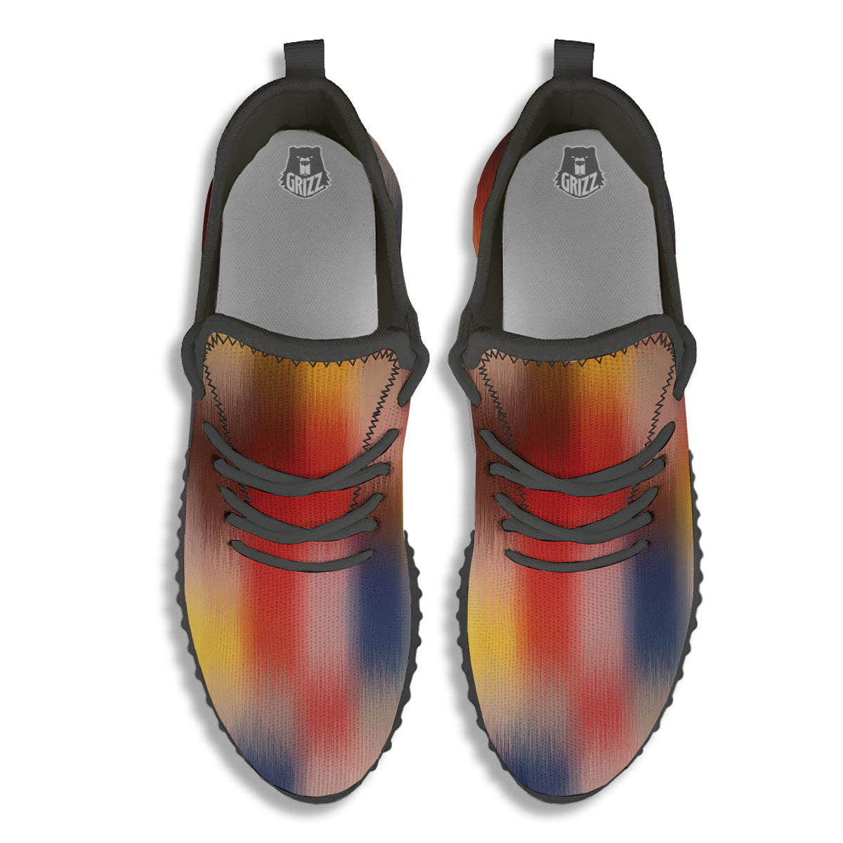 Psychedelic Multicolor Print Black Walking Shoes-grizzshop