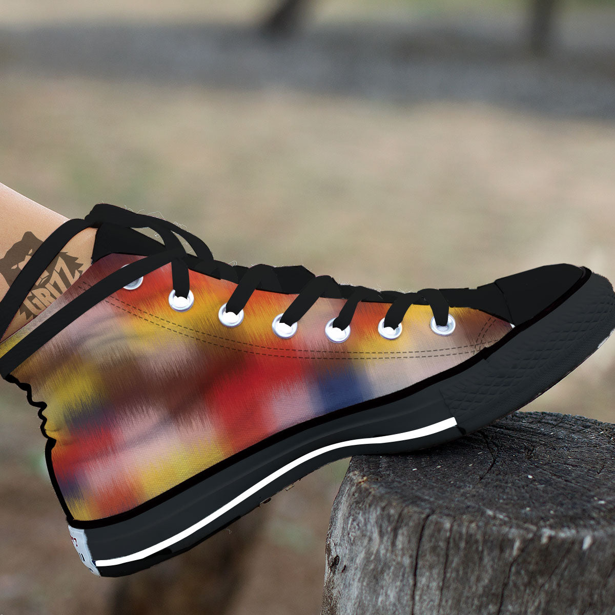 Psychedelic Multicolor Print High Top Shoes-grizzshop