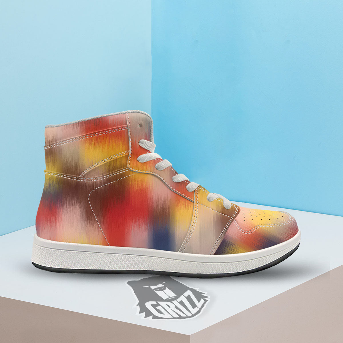 Psychedelic Multicolor Print High Top Sneakers-grizzshop