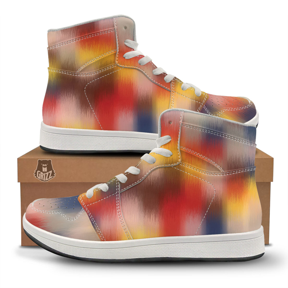 Psychedelic Multicolor Print High Top Sneakers-grizzshop