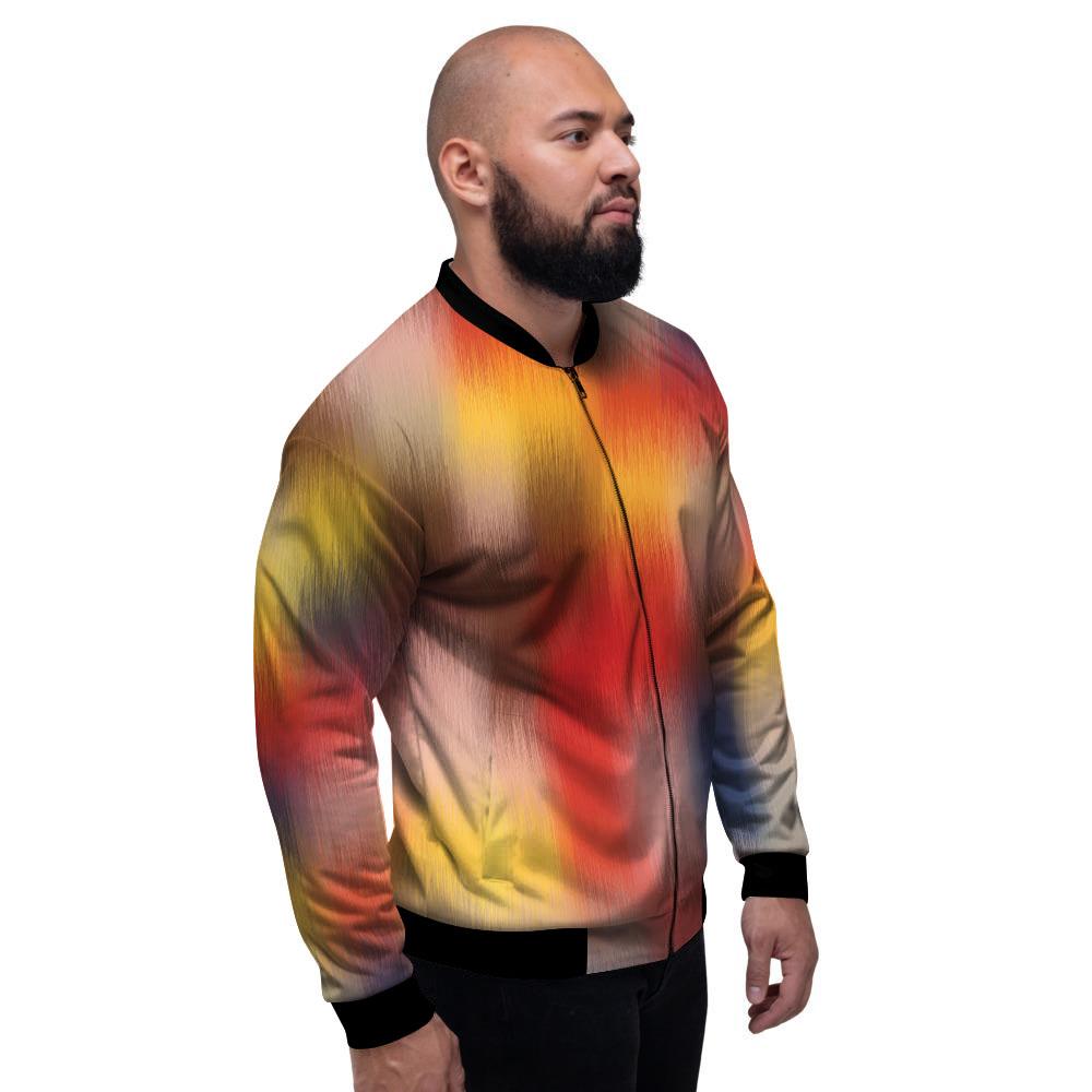 Psychedelic Multicolor Print Men's Bomber Jacket-grizzshop