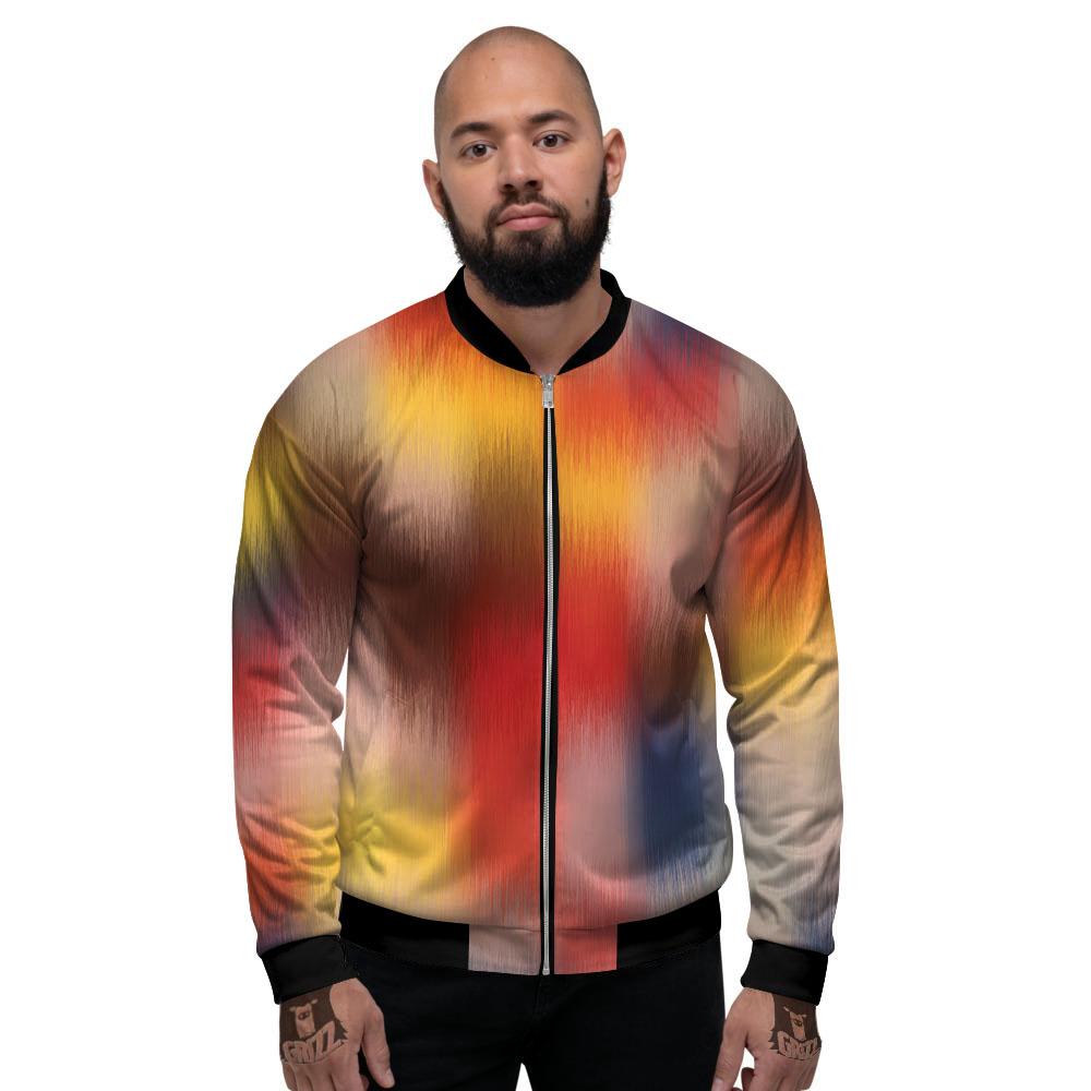 Psychedelic Multicolor Print Men's Bomber Jacket-grizzshop
