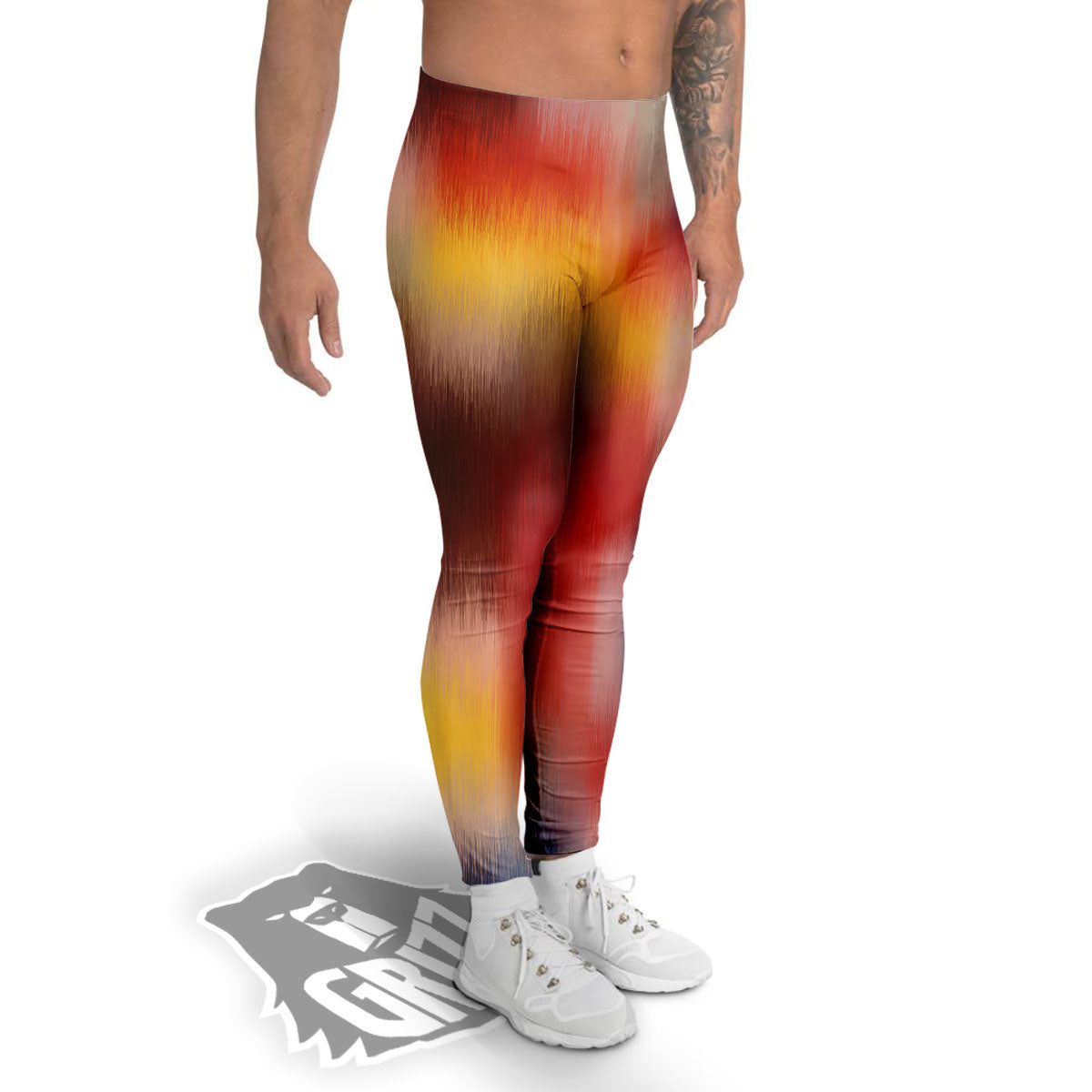 Psychedelic Multicolor Print Men's Leggings-grizzshop