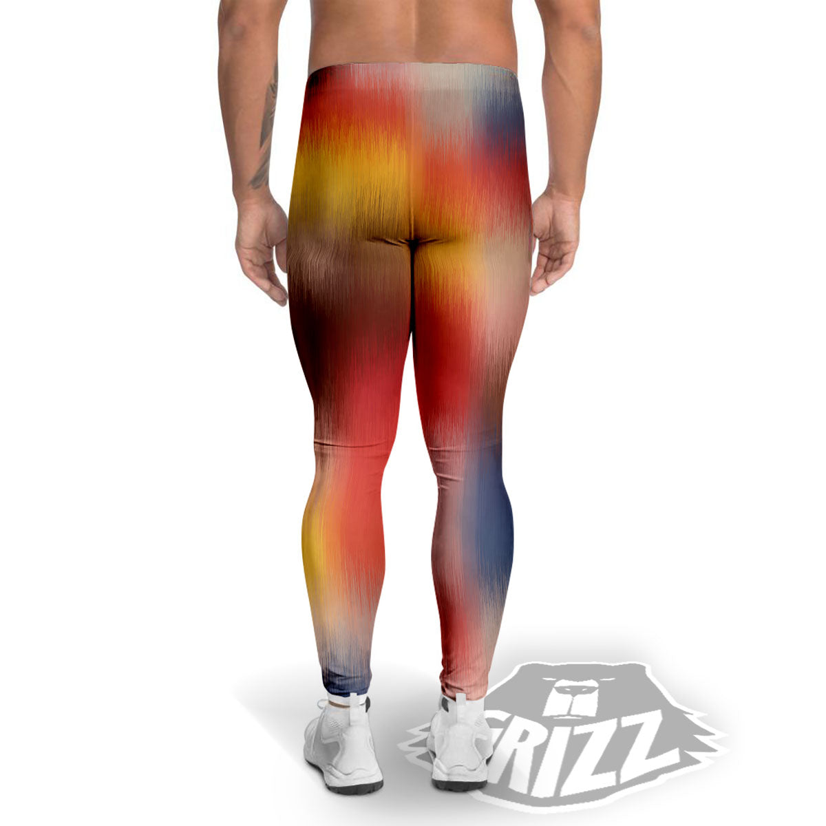 Psychedelic Multicolor Print Men's Leggings-grizzshop