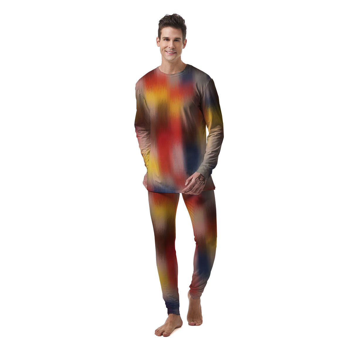 Psychedelic Multicolor Print Men's Pajamas-grizzshop