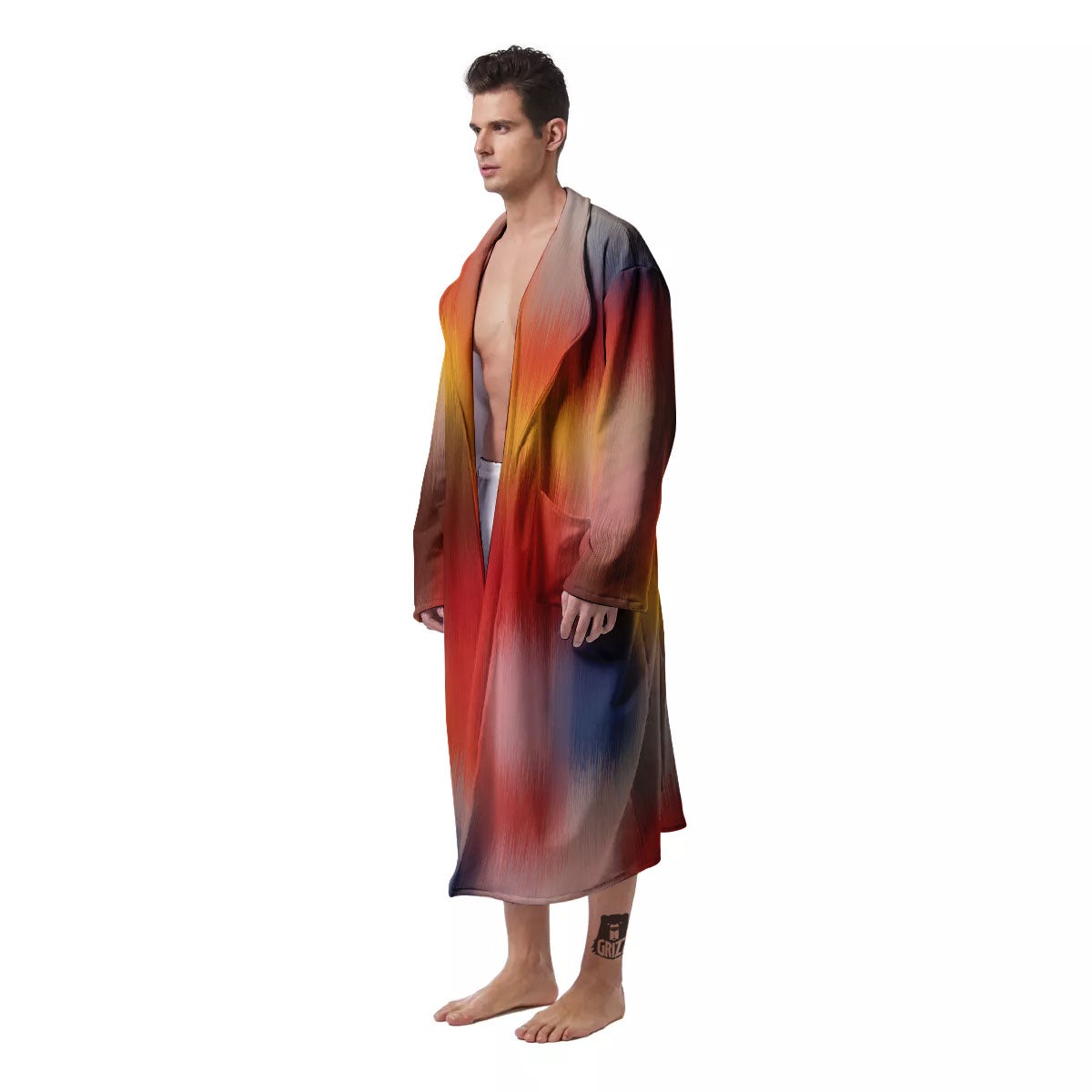 Psychedelic Multicolor Print Men's Robe-grizzshop