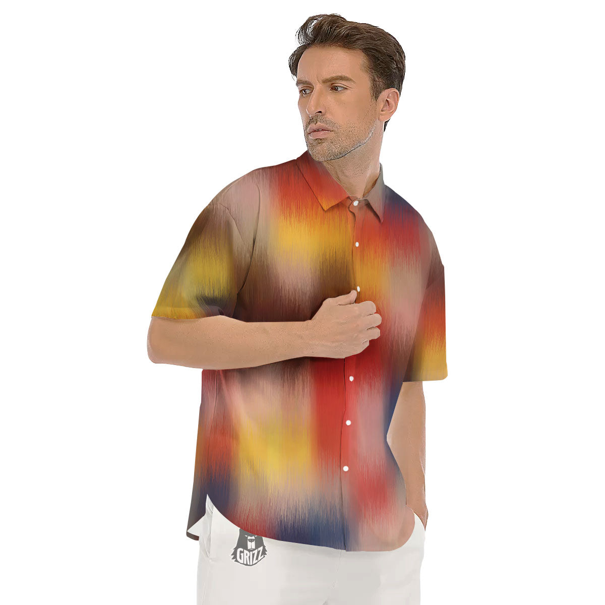 Psychedelic Multicolor Print Men's Short Sleeve Shirts-grizzshop