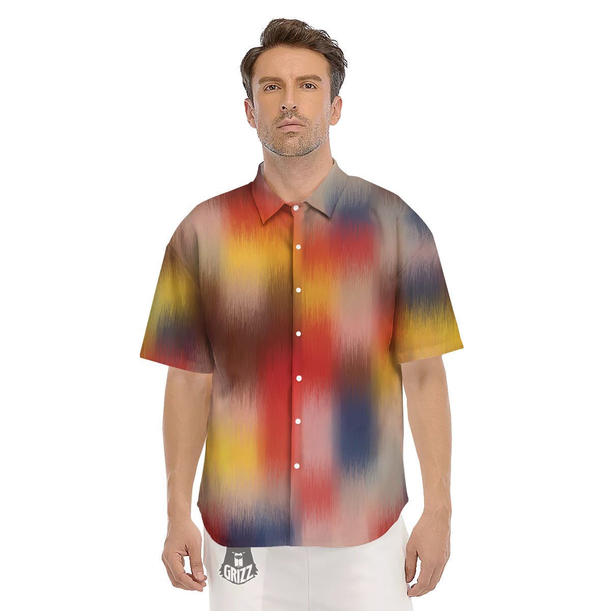 Psychedelic Multicolor Print Men's Short Sleeve Shirts-grizzshop