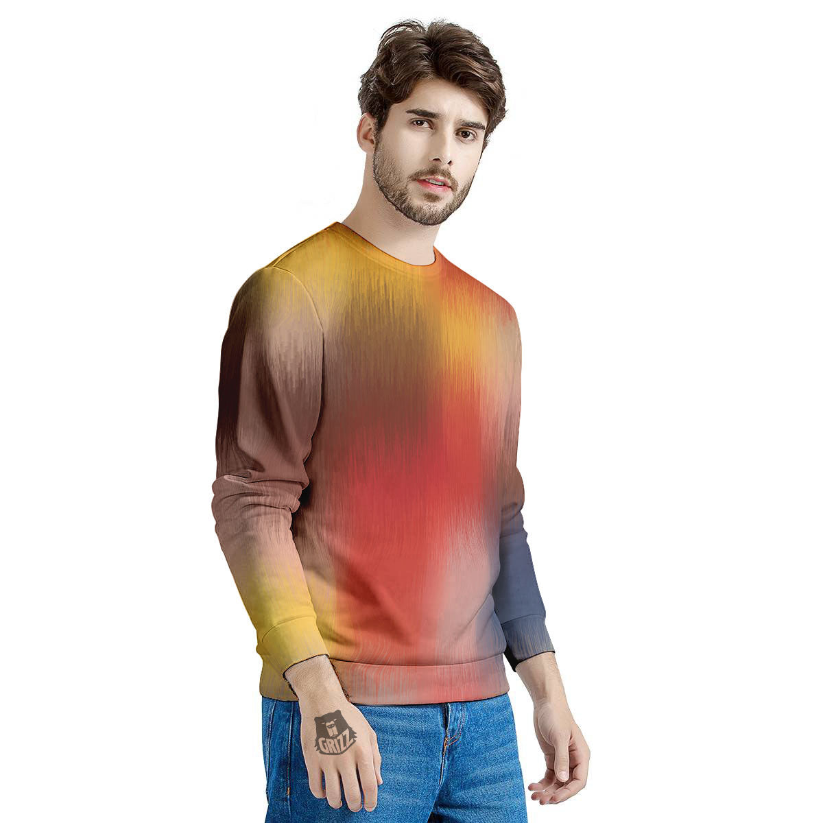 Psychedelic Multicolor Print Men's Sweatshirt-grizzshop