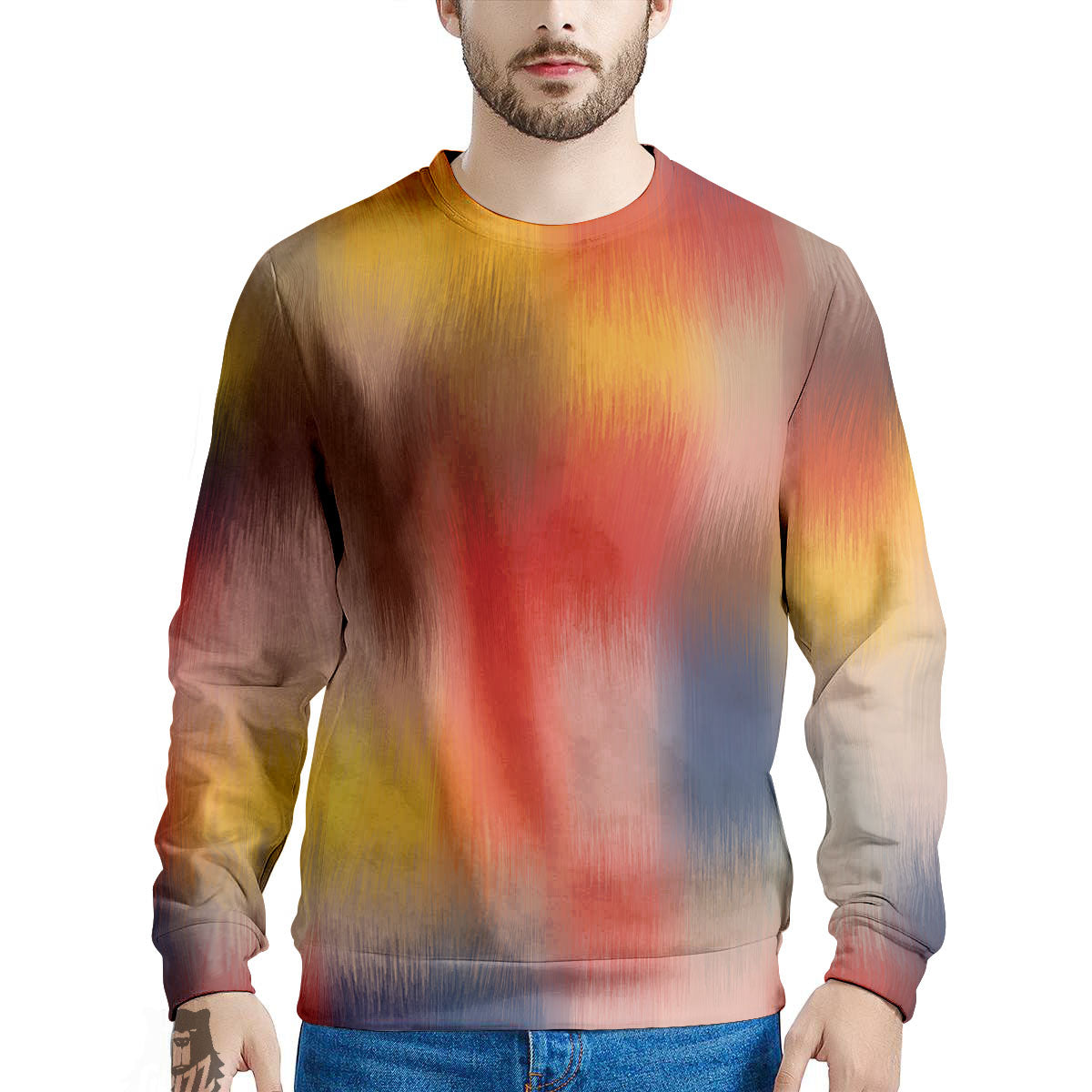 Psychedelic Multicolor Print Men's Sweatshirt-grizzshop