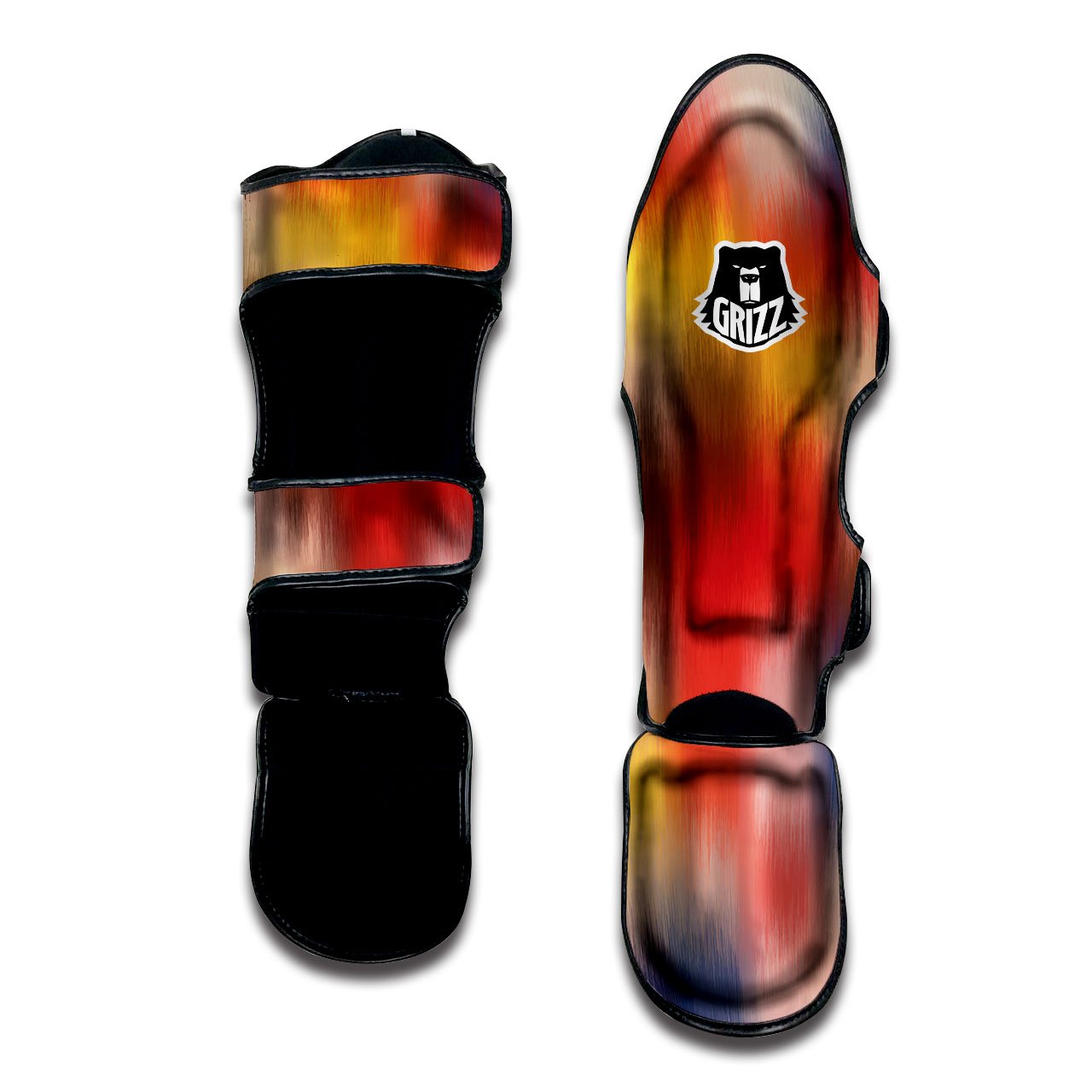Psychedelic Multicolor Print Muay Thai Shin Guards-grizzshop